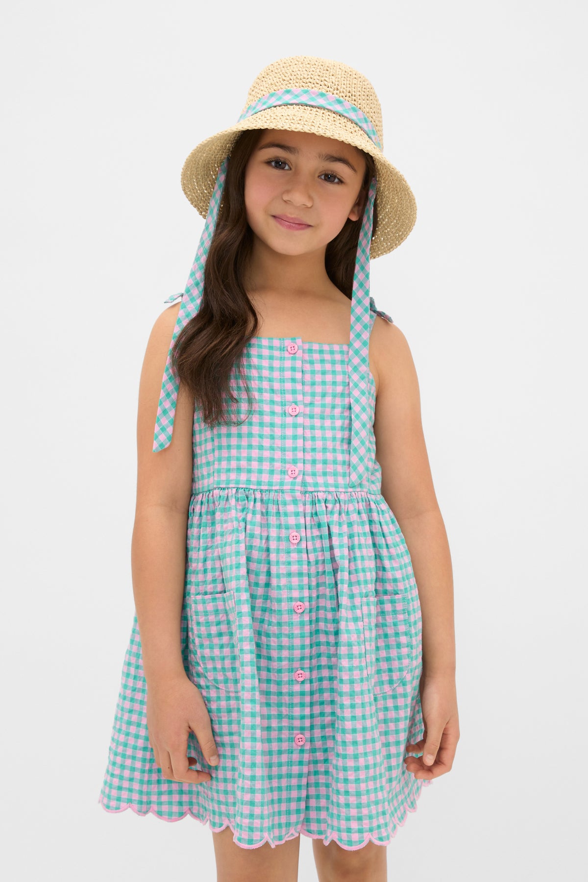 Gingham Straw Hat