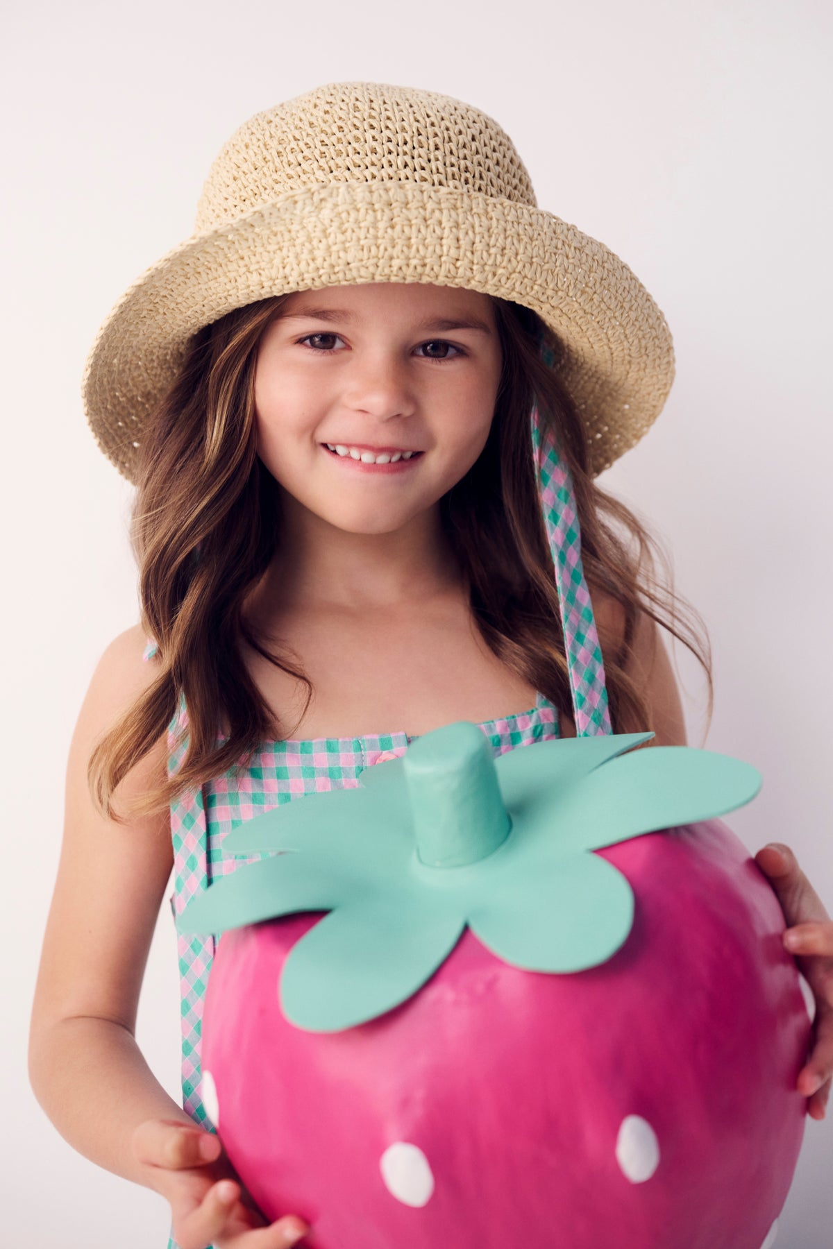 Gingham Straw Hat