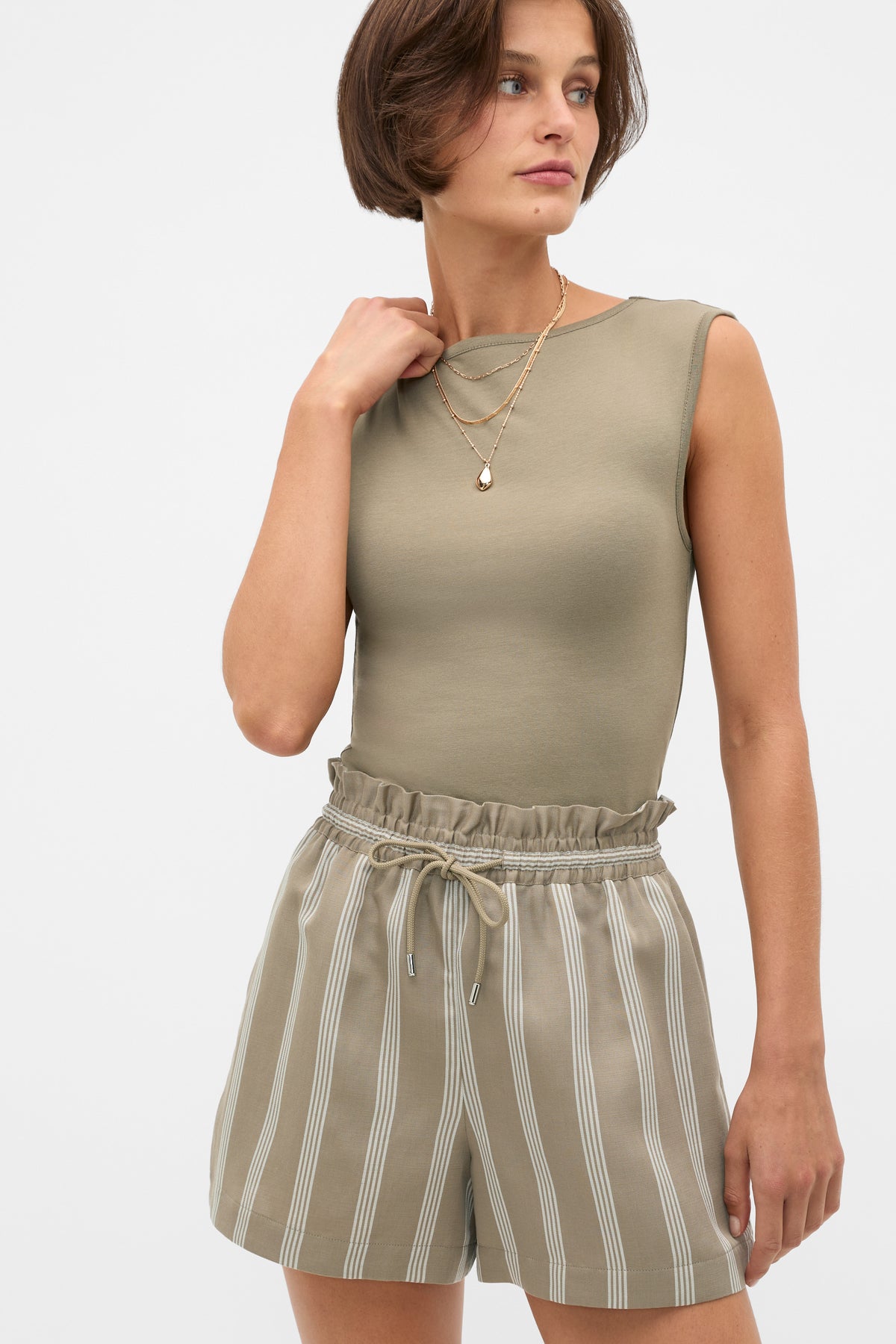 Variegated Stripe Paperbag Short