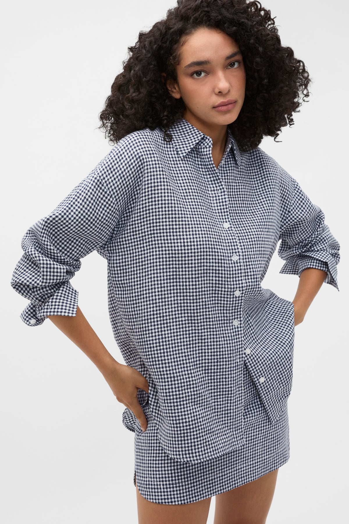 Linen Gingham Oversized Shirt