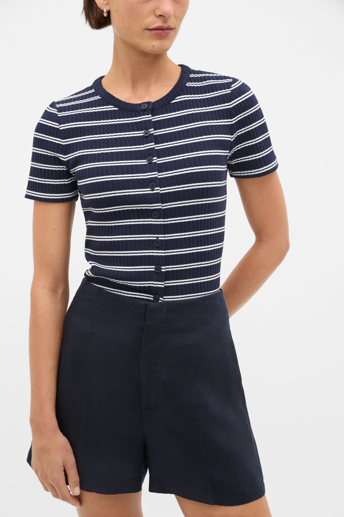 Button Through Rib Top