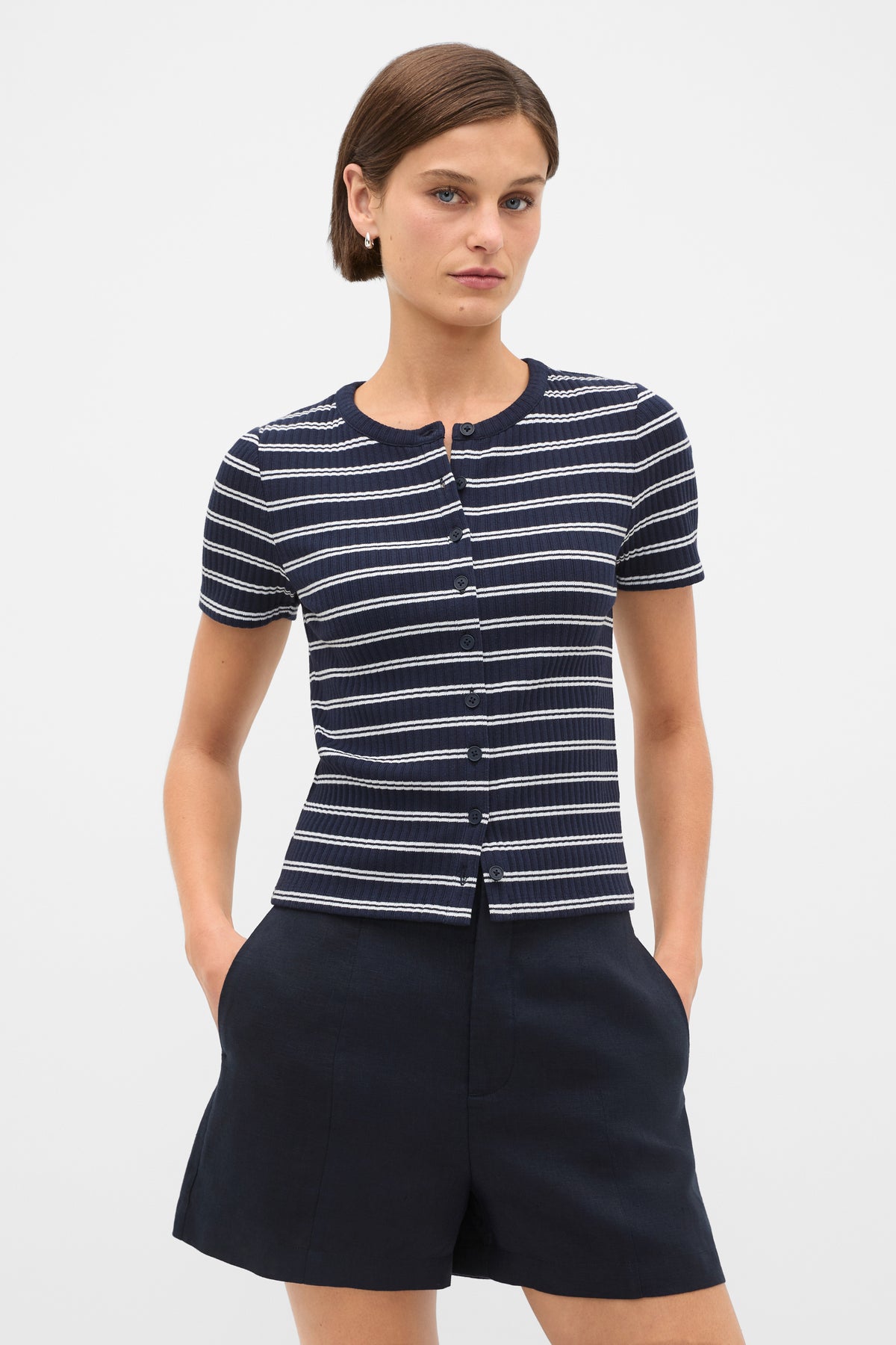 Button Through Rib Top