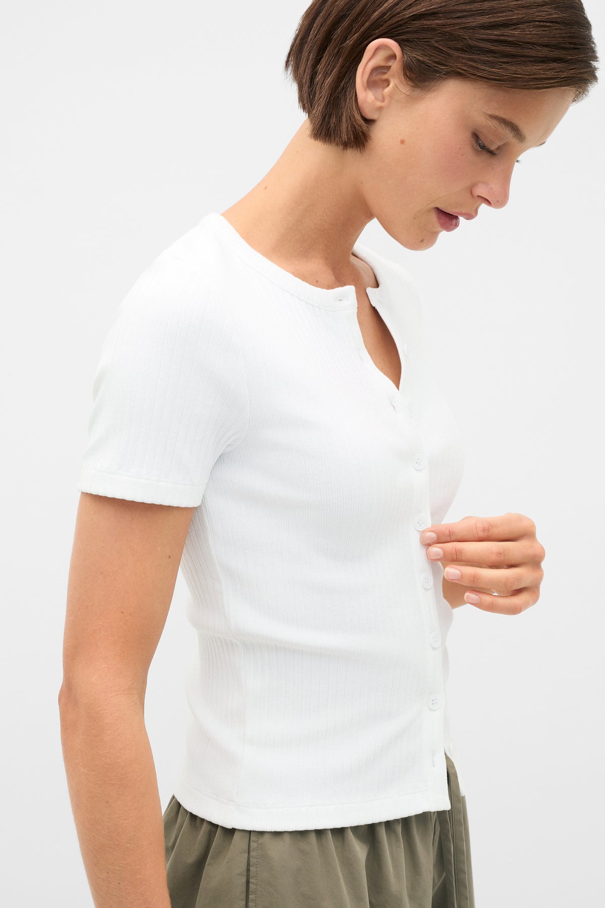Button Through Rib Top