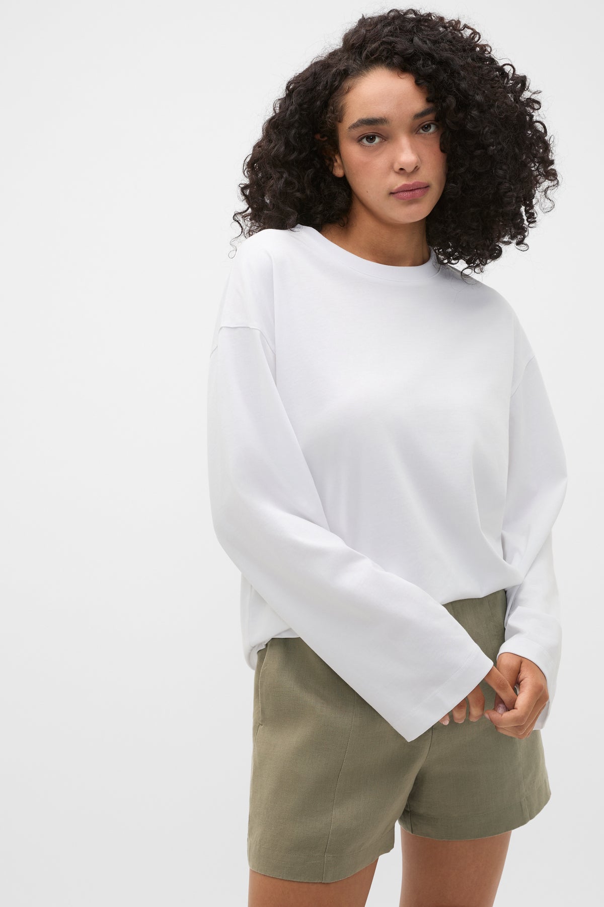 Cotton Relaxed Long Sleeve Top