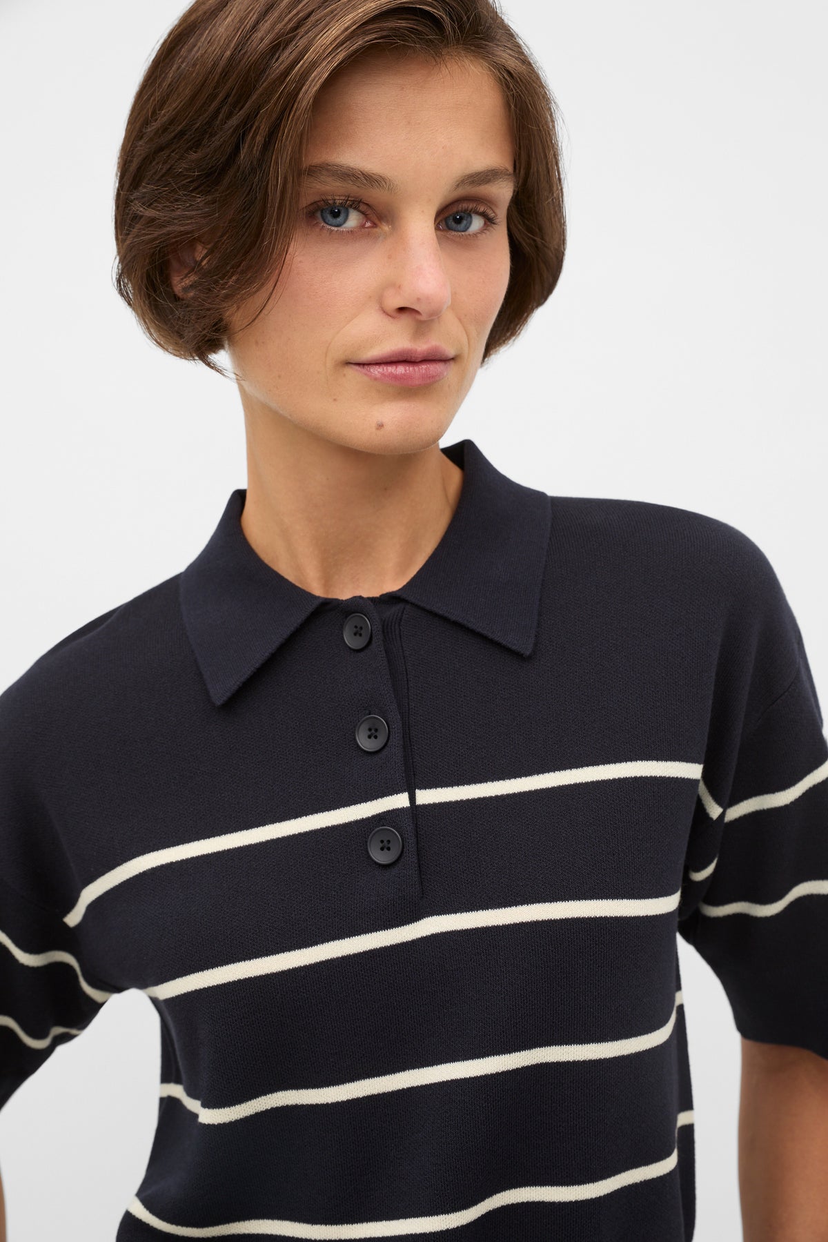 Jacquard Stripe Polo Knit