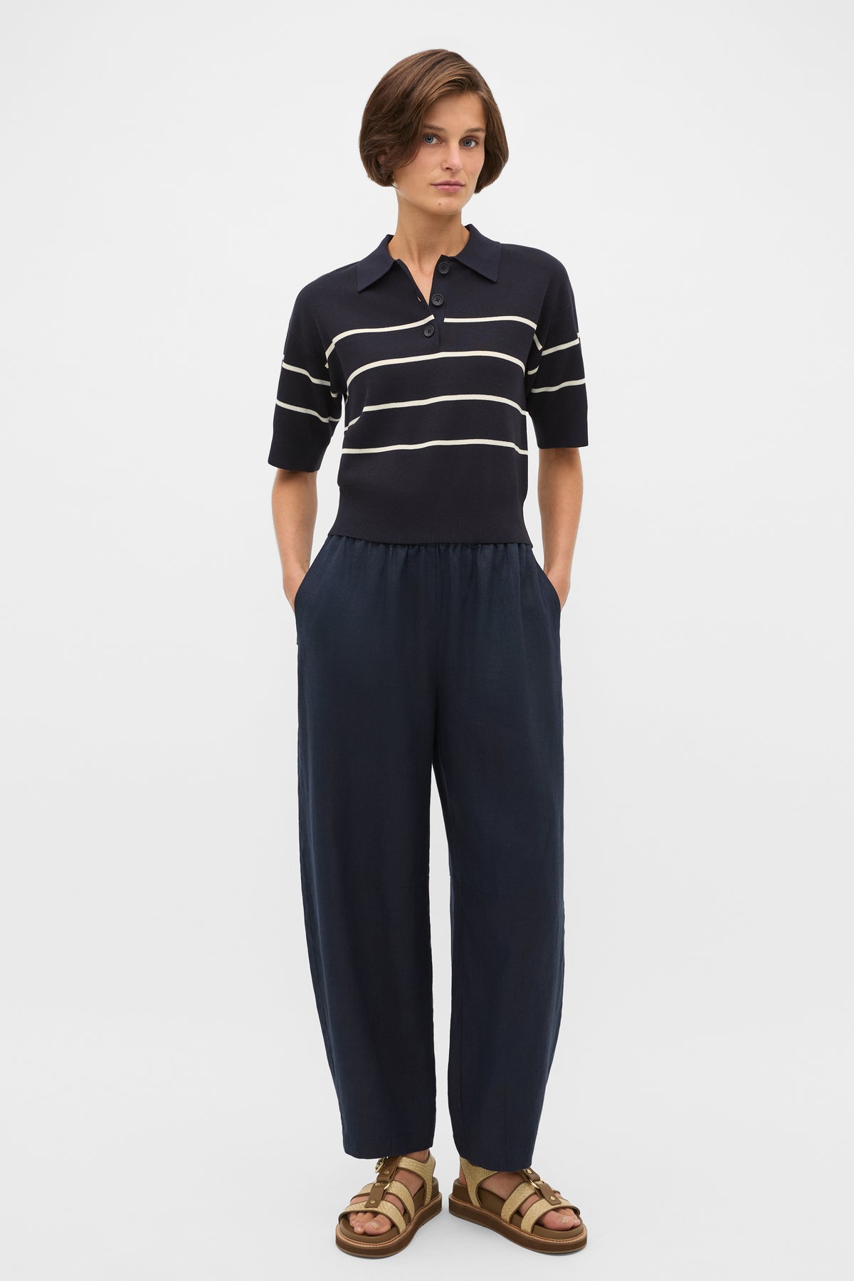 Jacquard Stripe Polo Knit