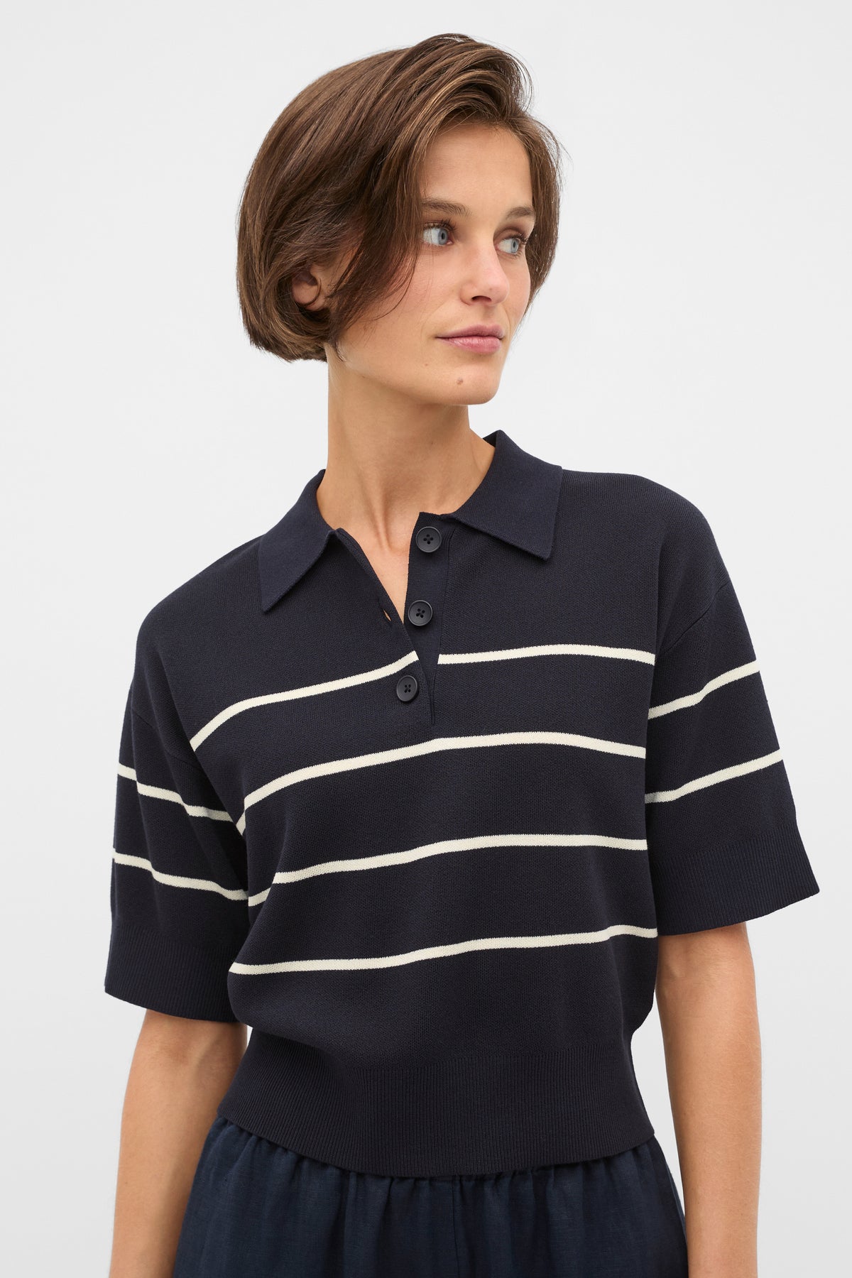 Jacquard Stripe Polo Knit