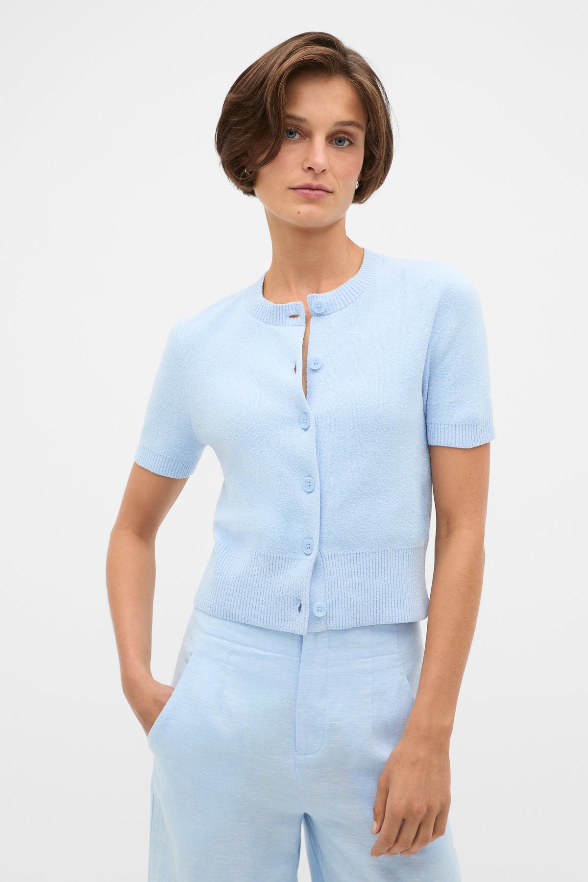 Boucle Short Sleeve Cardigan