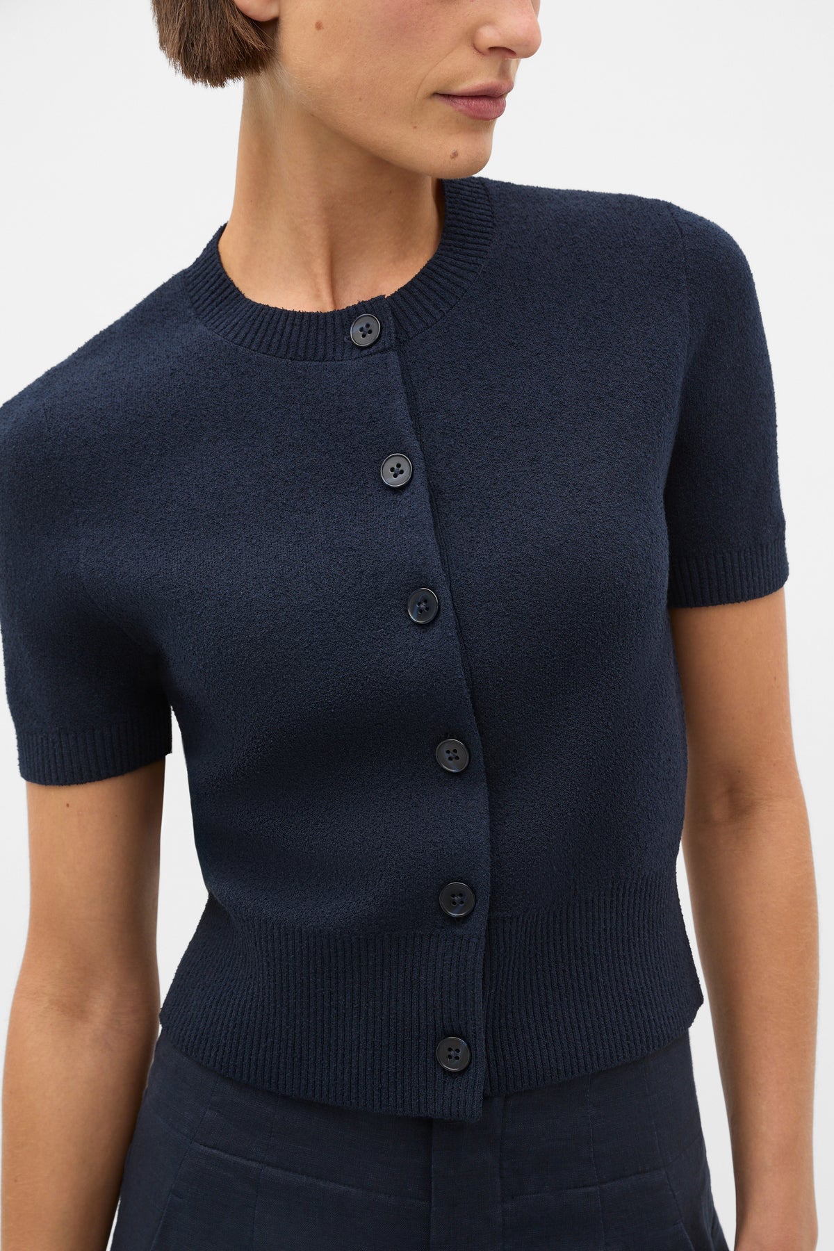 Boucle Short Sleeve Cardigan