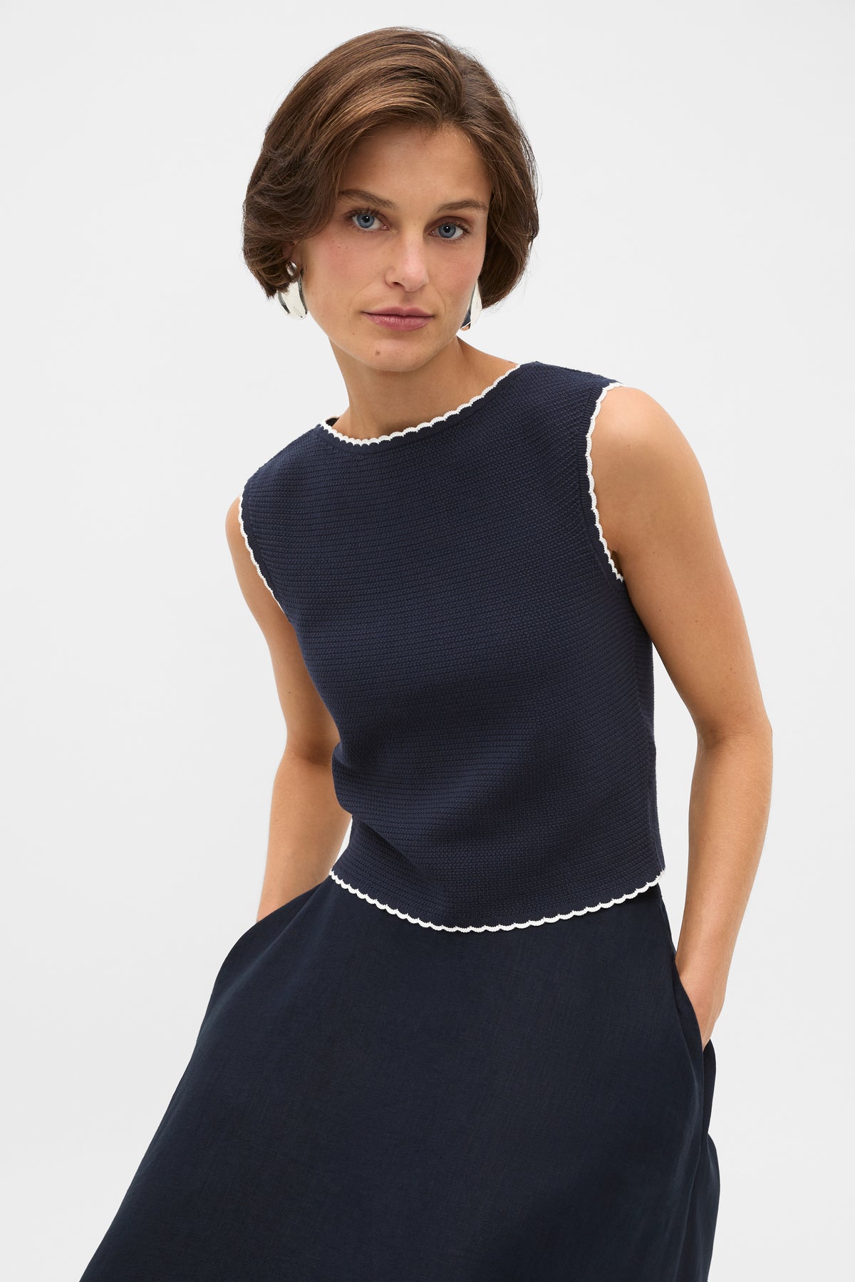 Textured Mini Scallop Knit Top