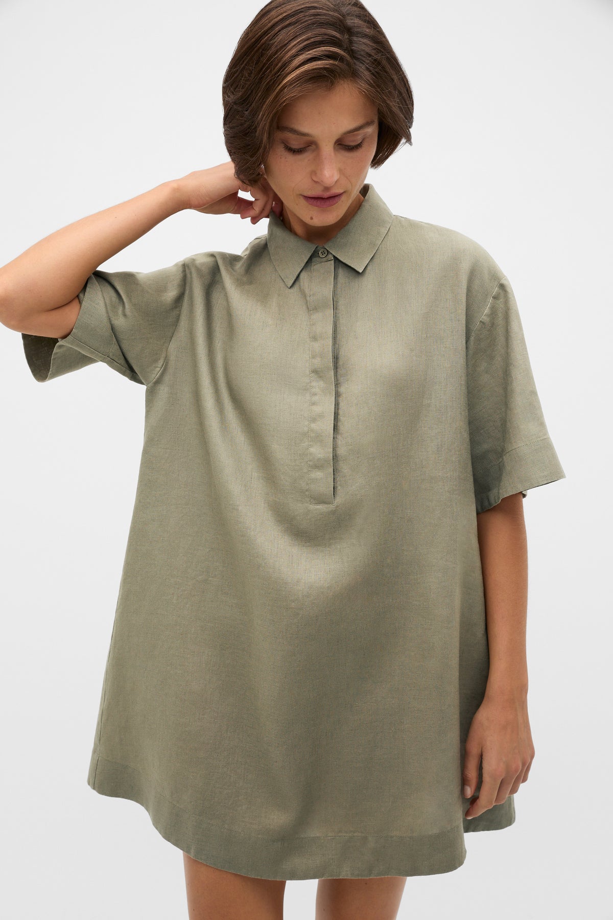 Linen Shirt Mini Dress