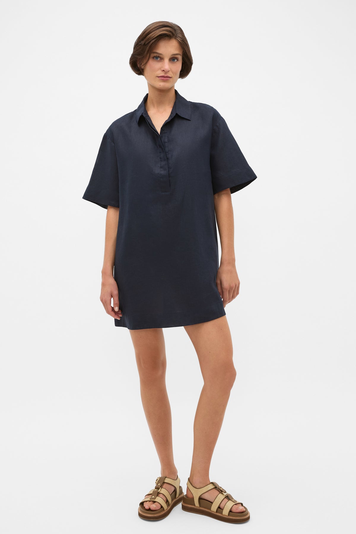 Linen Shirt Mini Dress
