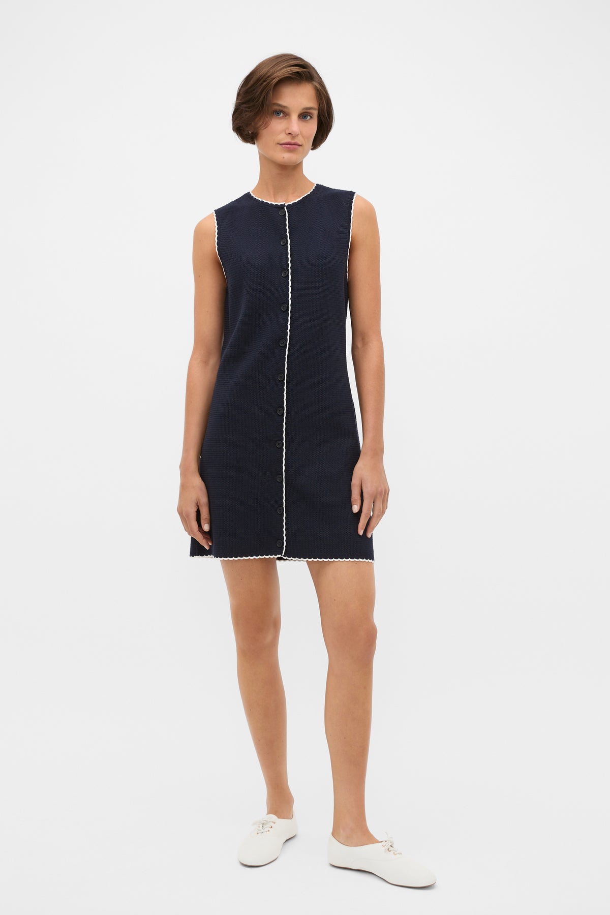 Textured Mini Scallop Knit Dress