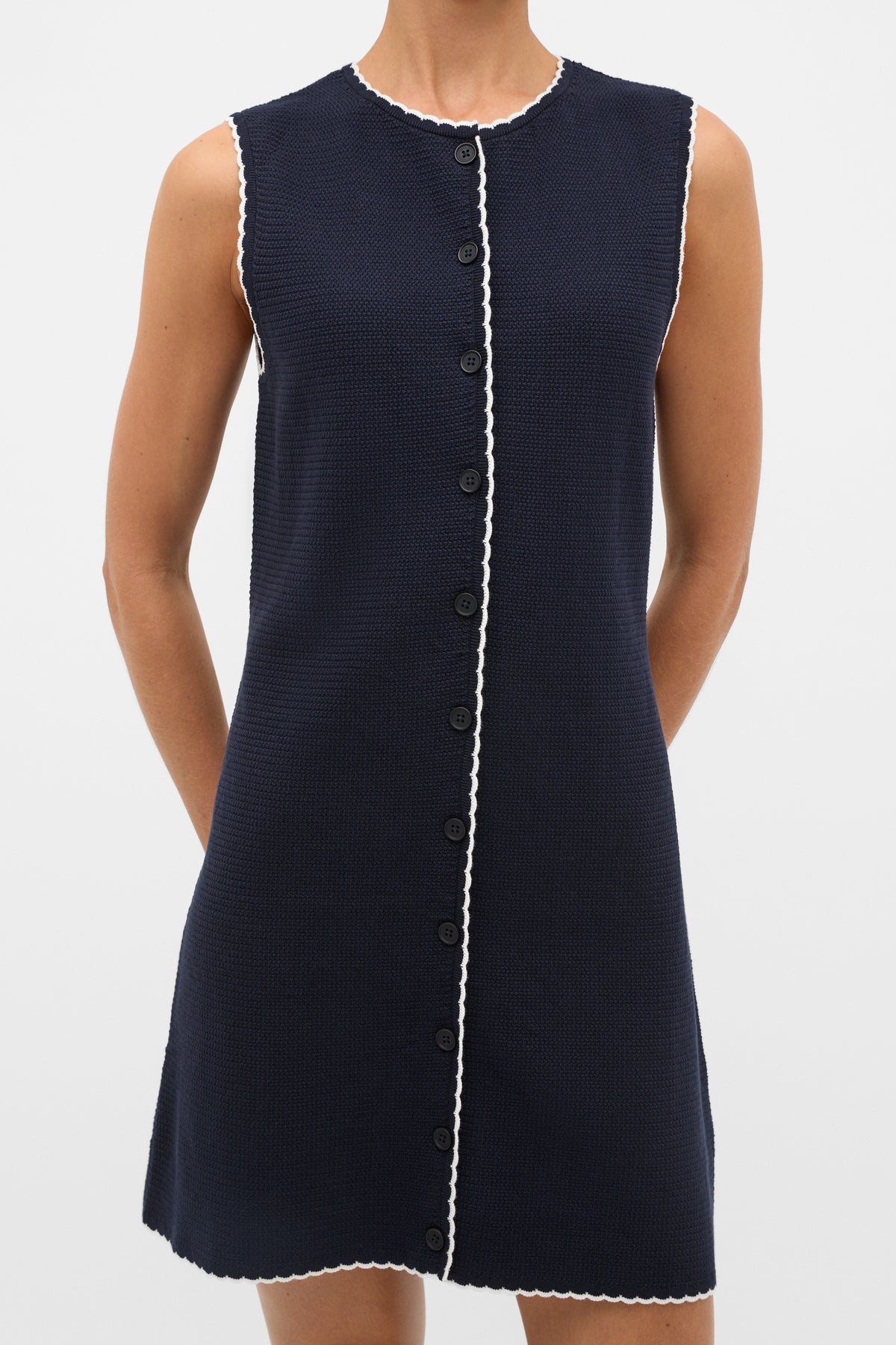 Textured Mini Scallop Knit Dress