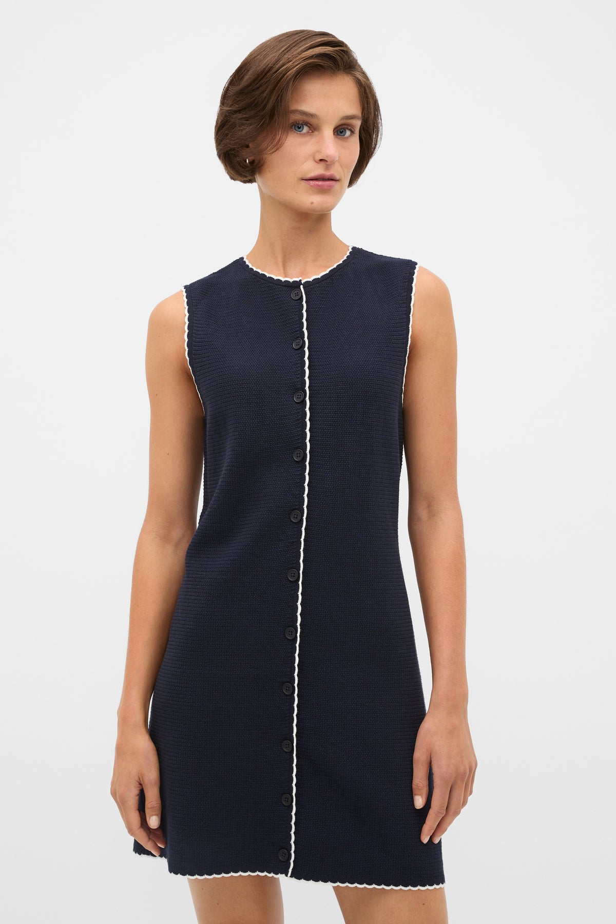 Textured Mini Scallop Knit Dress