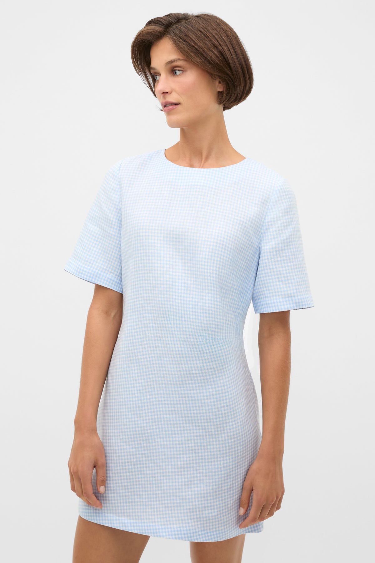 Linen Gingham Mini Dress