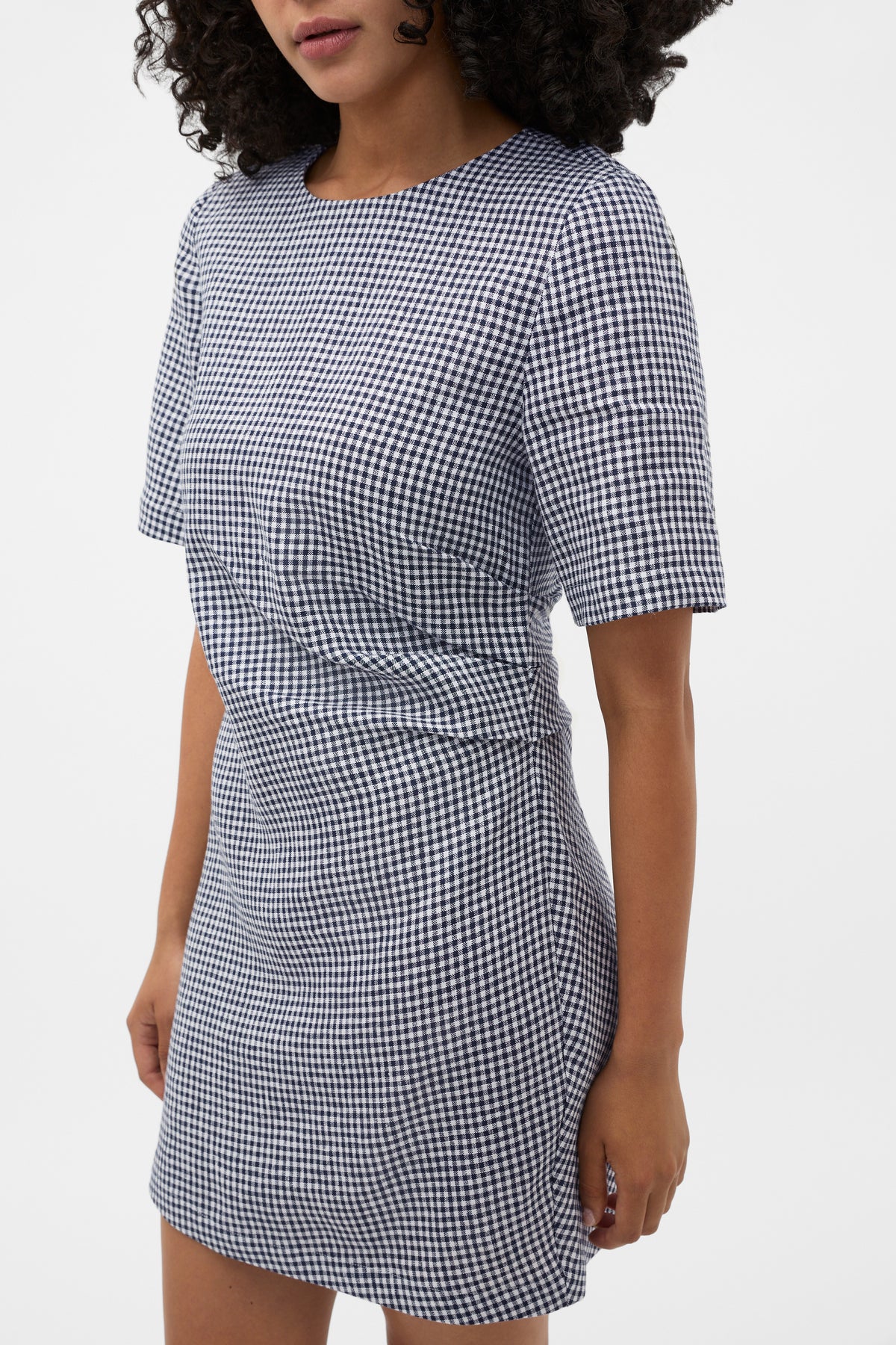 Linen Gingham Mini Dress
