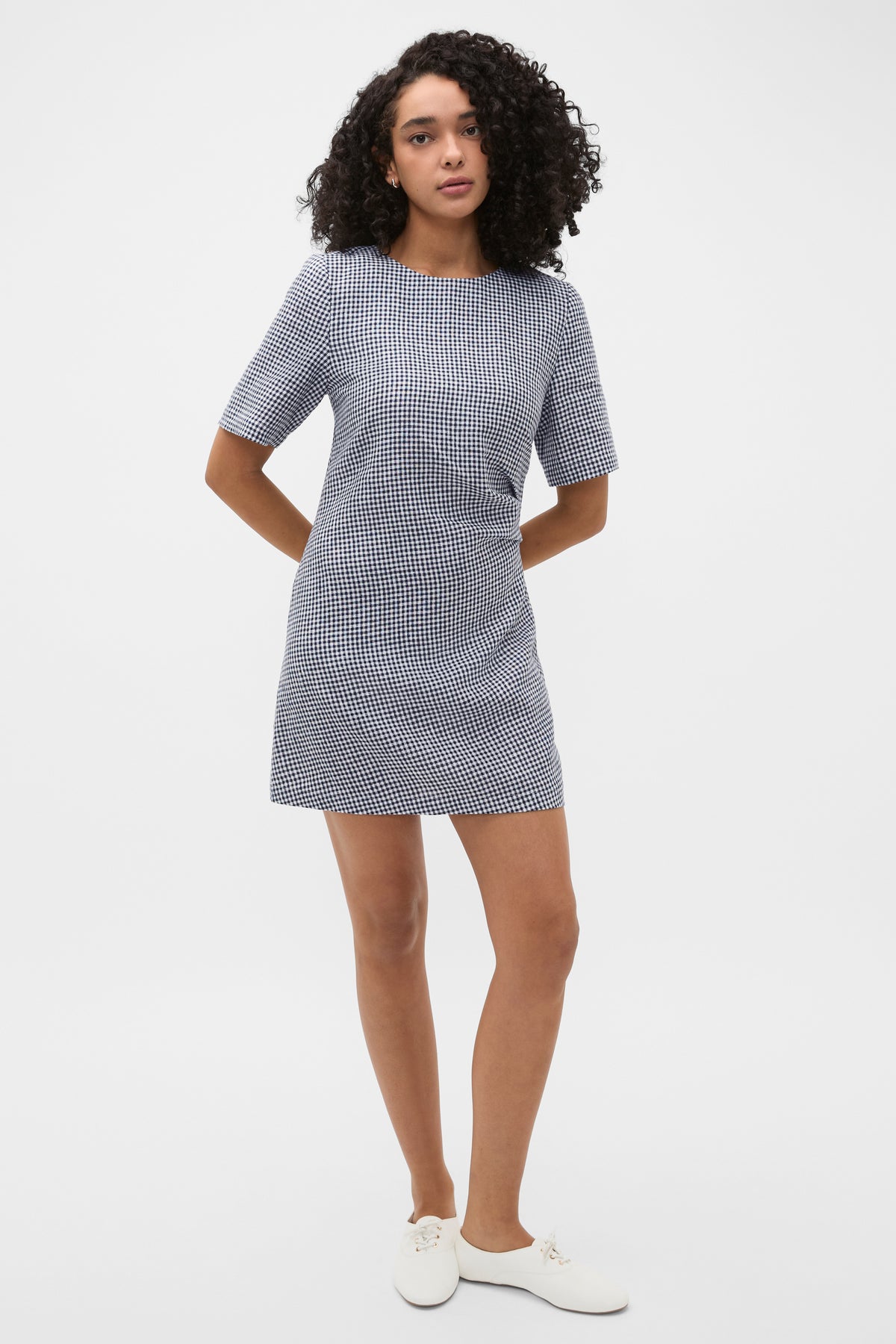 Linen Gingham Mini Dress