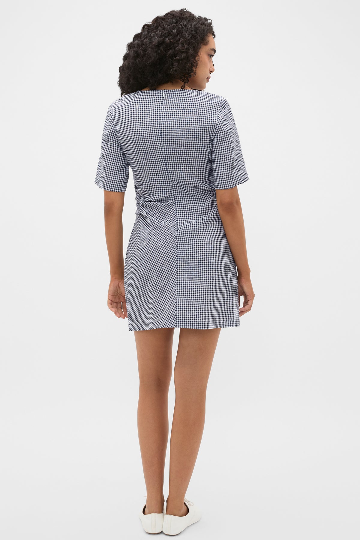 Linen Gingham Mini Dress