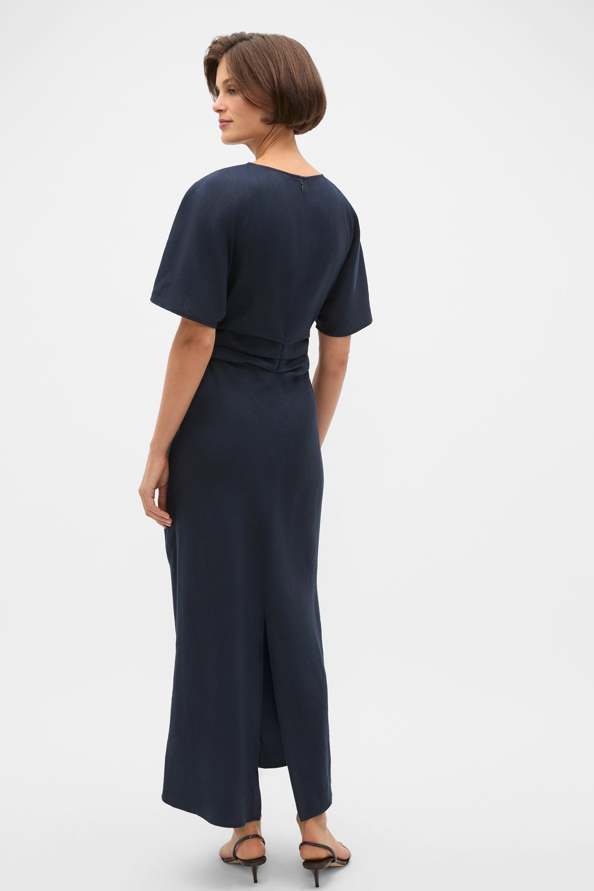 Linen Tuck Waist Midi Dress