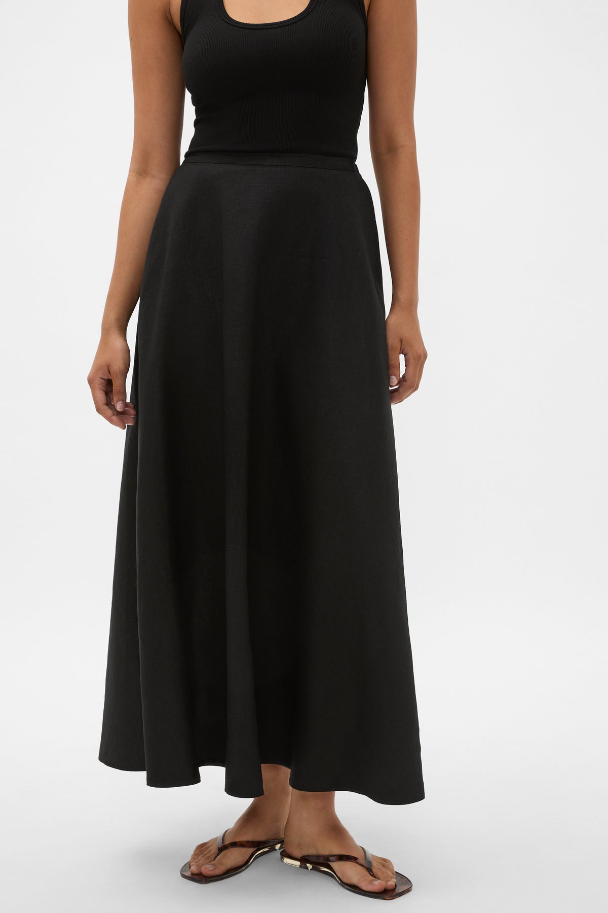 Core Linen Midi Skirt