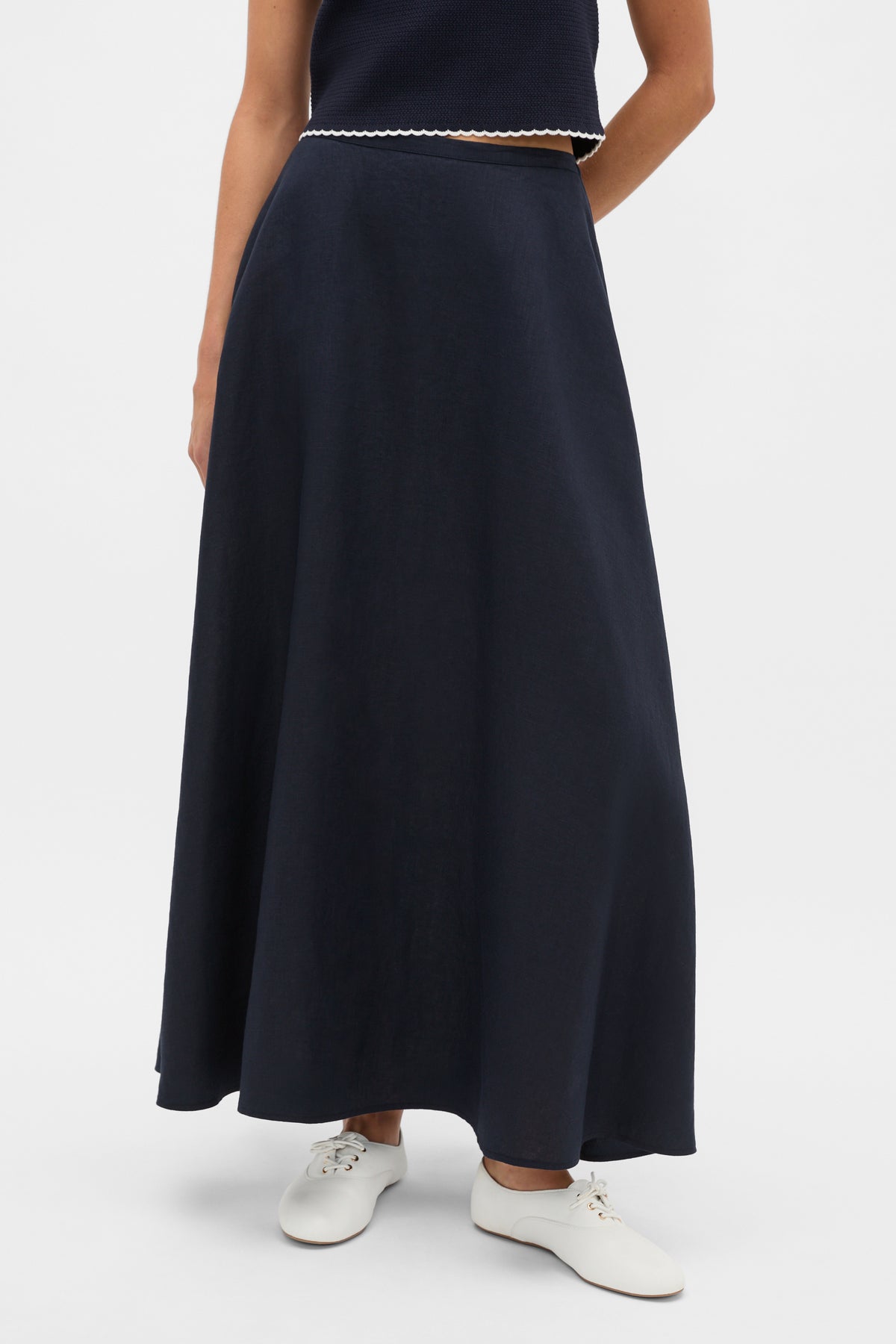Core Linen Midi Skirt