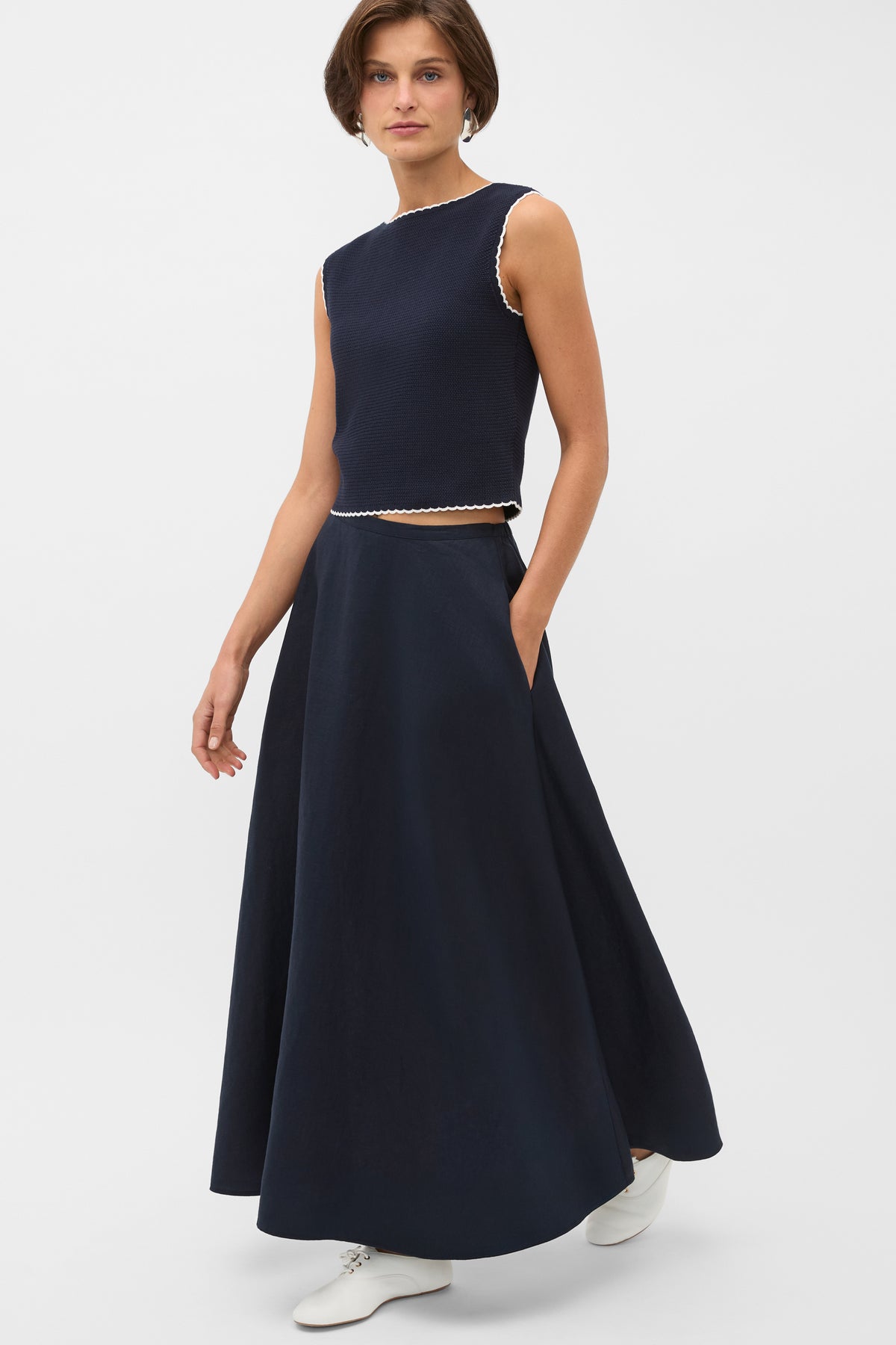 Core Linen Midi Skirt