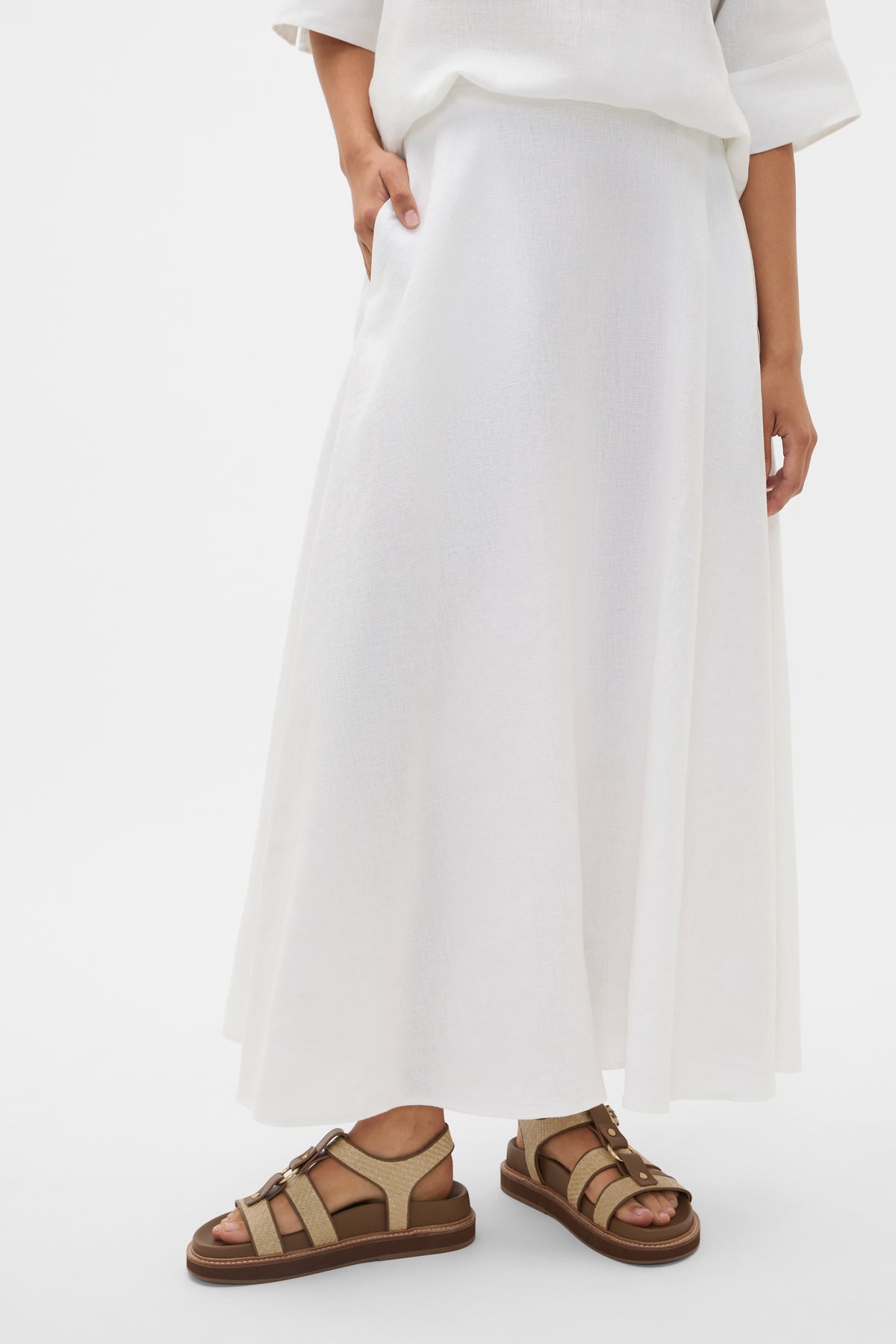 Core Linen Midi Skirt