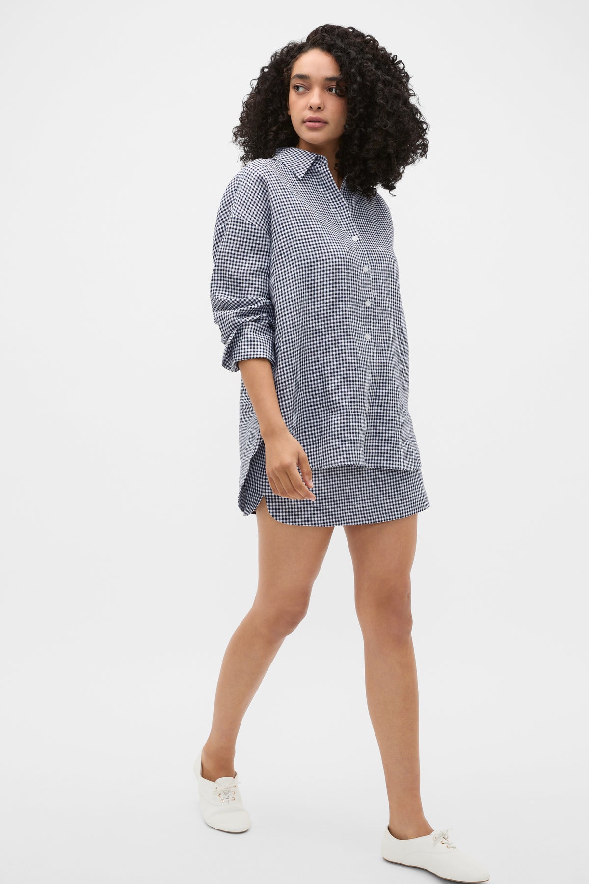 Linen Gingham Mini Skirt