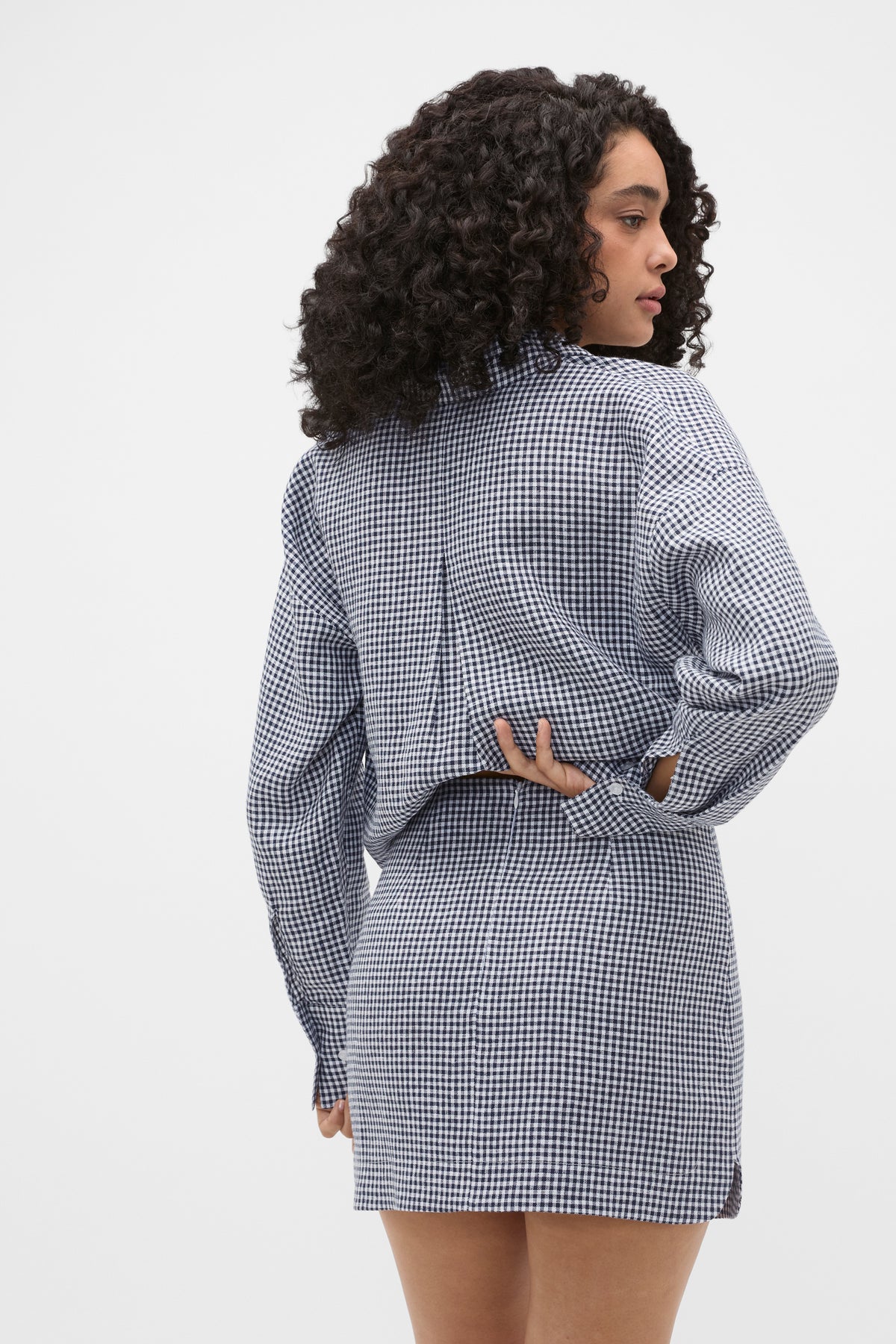 Linen Gingham Mini Skirt