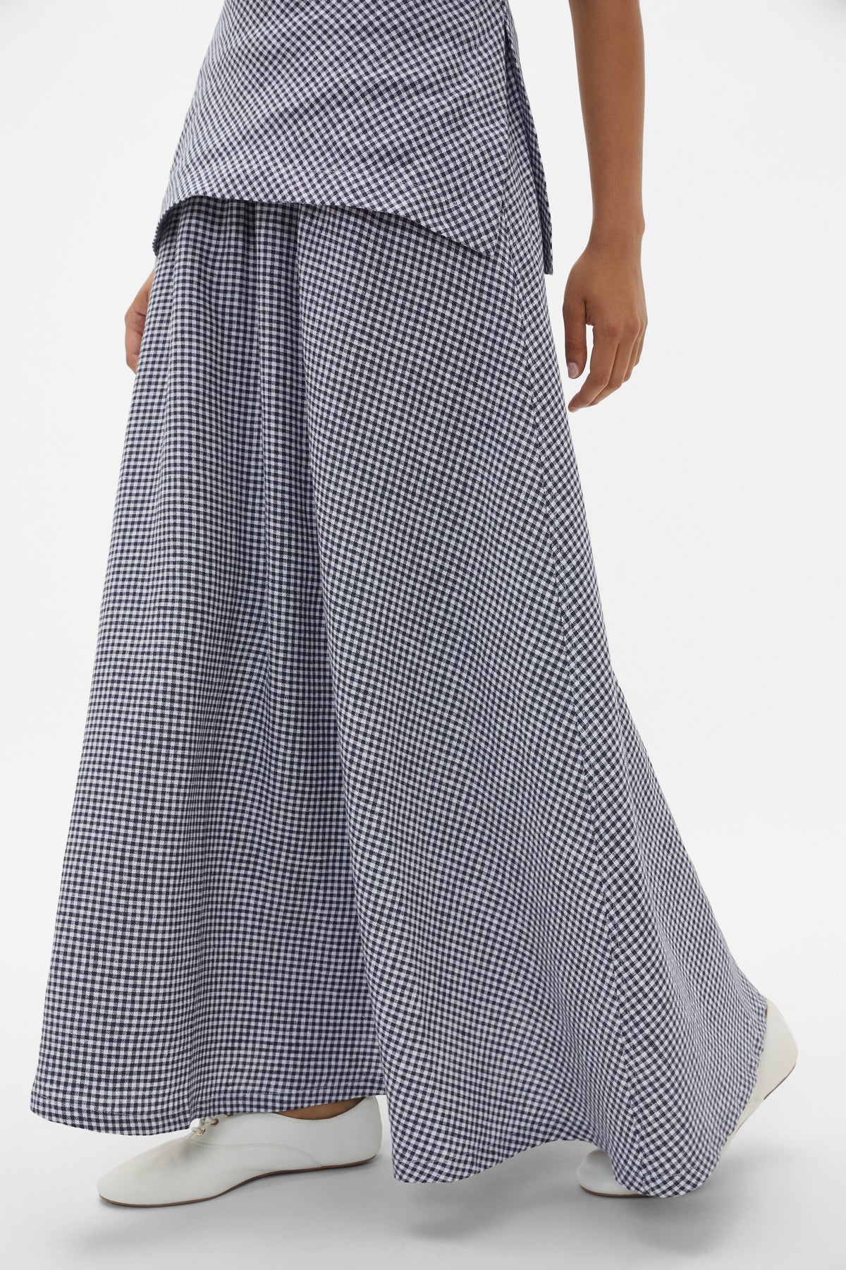 Linen Gingham Elasticated Skirt