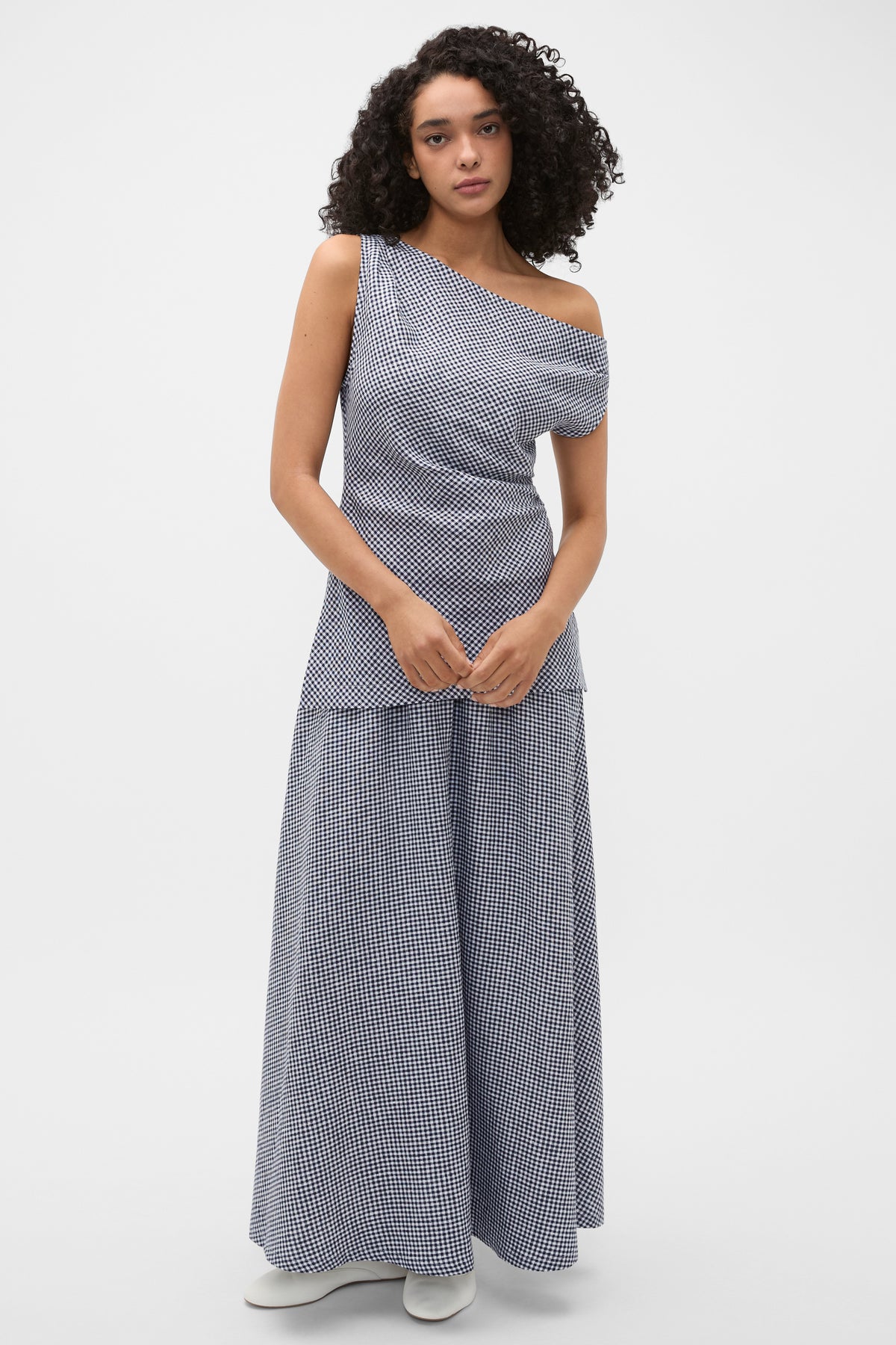 Linen Gingham Elasticated Skirt