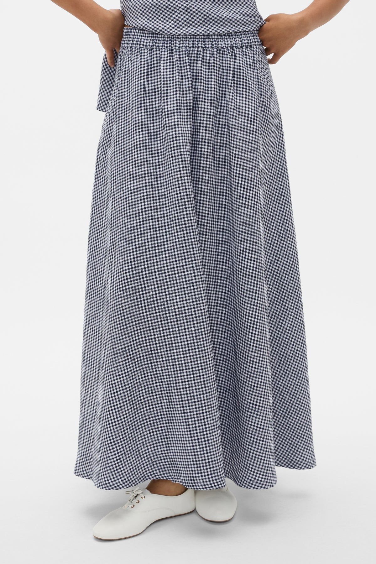 Linen Gingham Elasticated Skirt