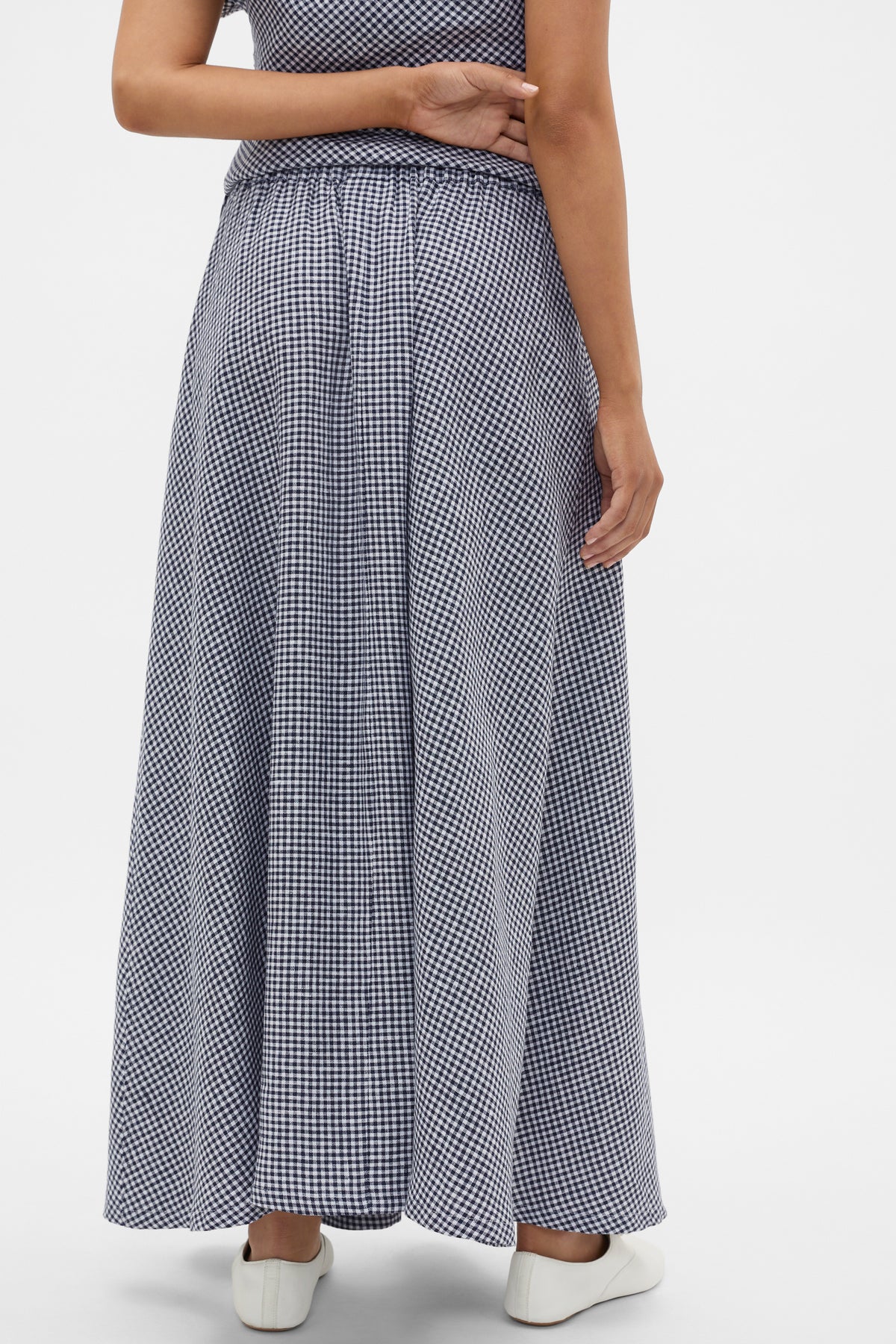 Linen Gingham Elasticated Skirt