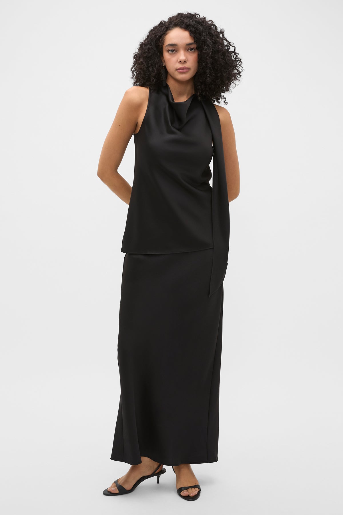 Satin Slip Column Skirt