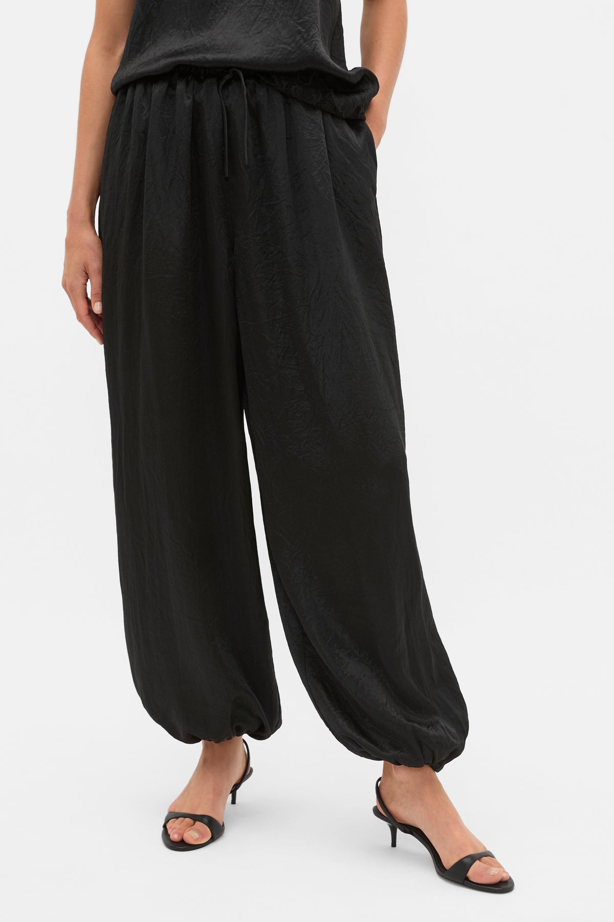 Gathered Satin Genie Pant