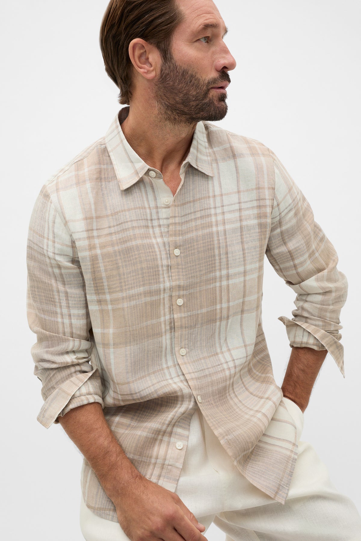 L/S Check Linen Shirt