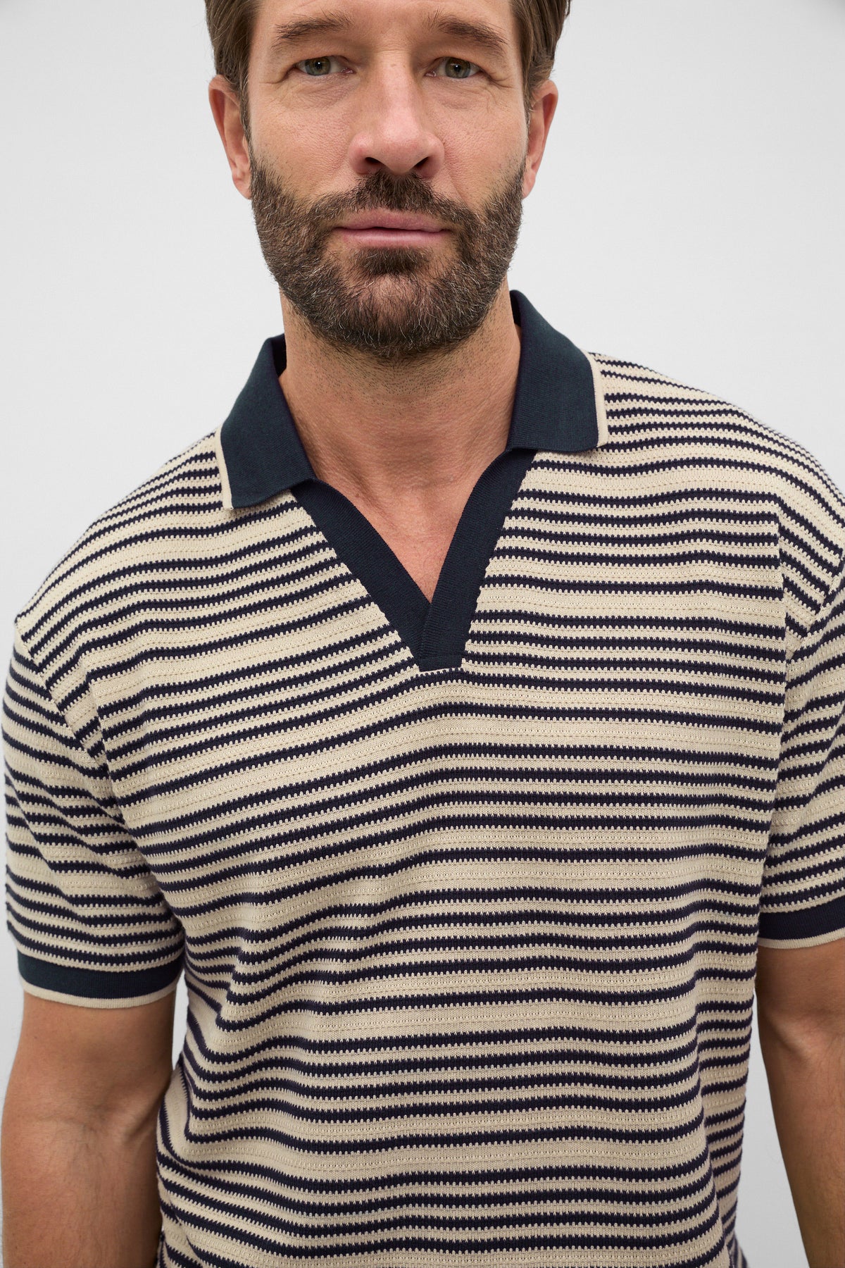 Stripe V Neck Polo