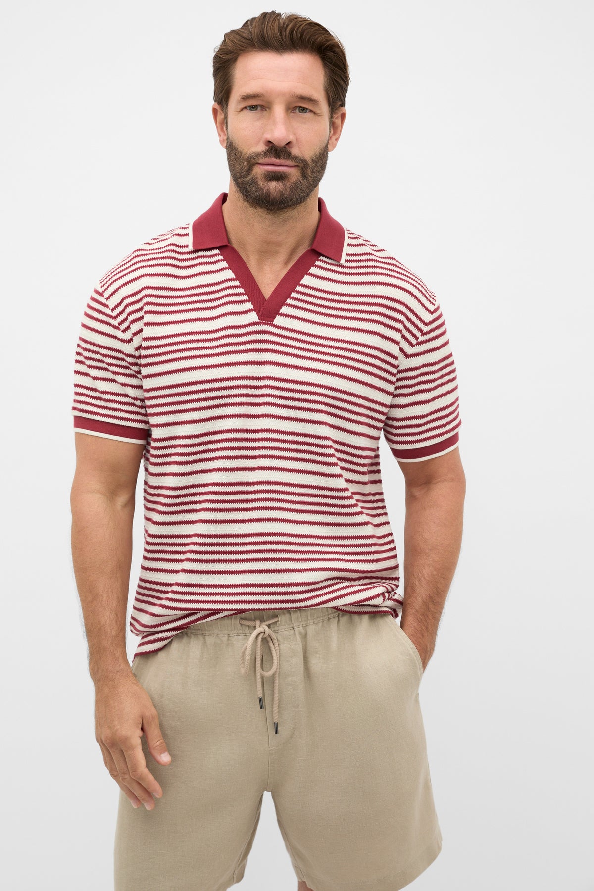 Stripe V Neck Polo