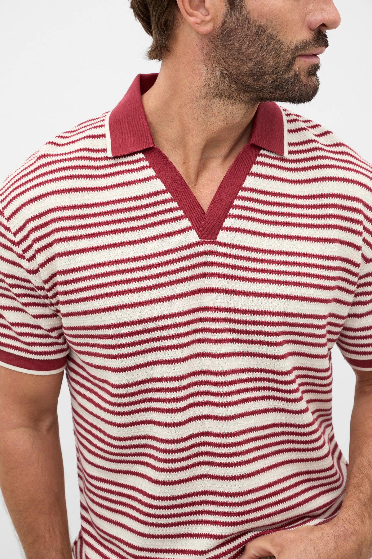 Stripe V Neck Polo
