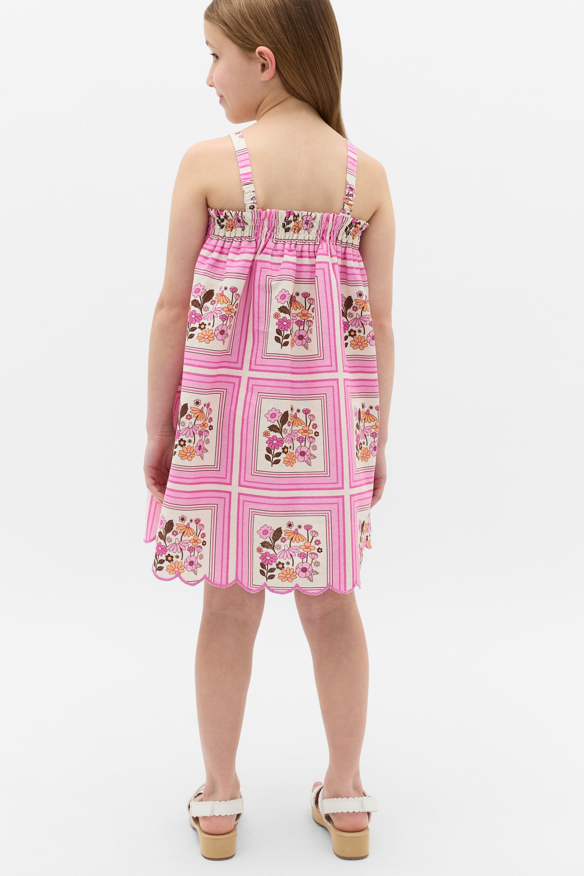 Scarf Print Scallop Dress