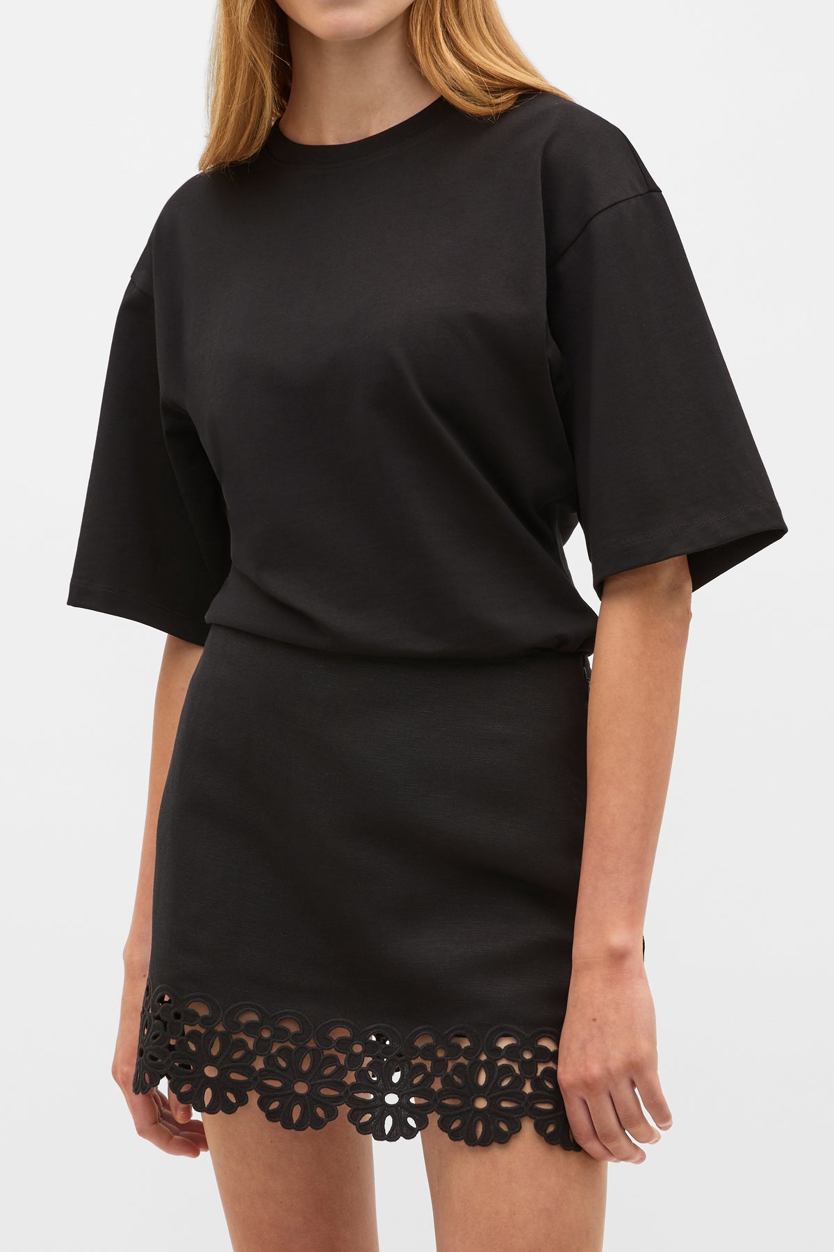 Linen Blend Cutwork Skort