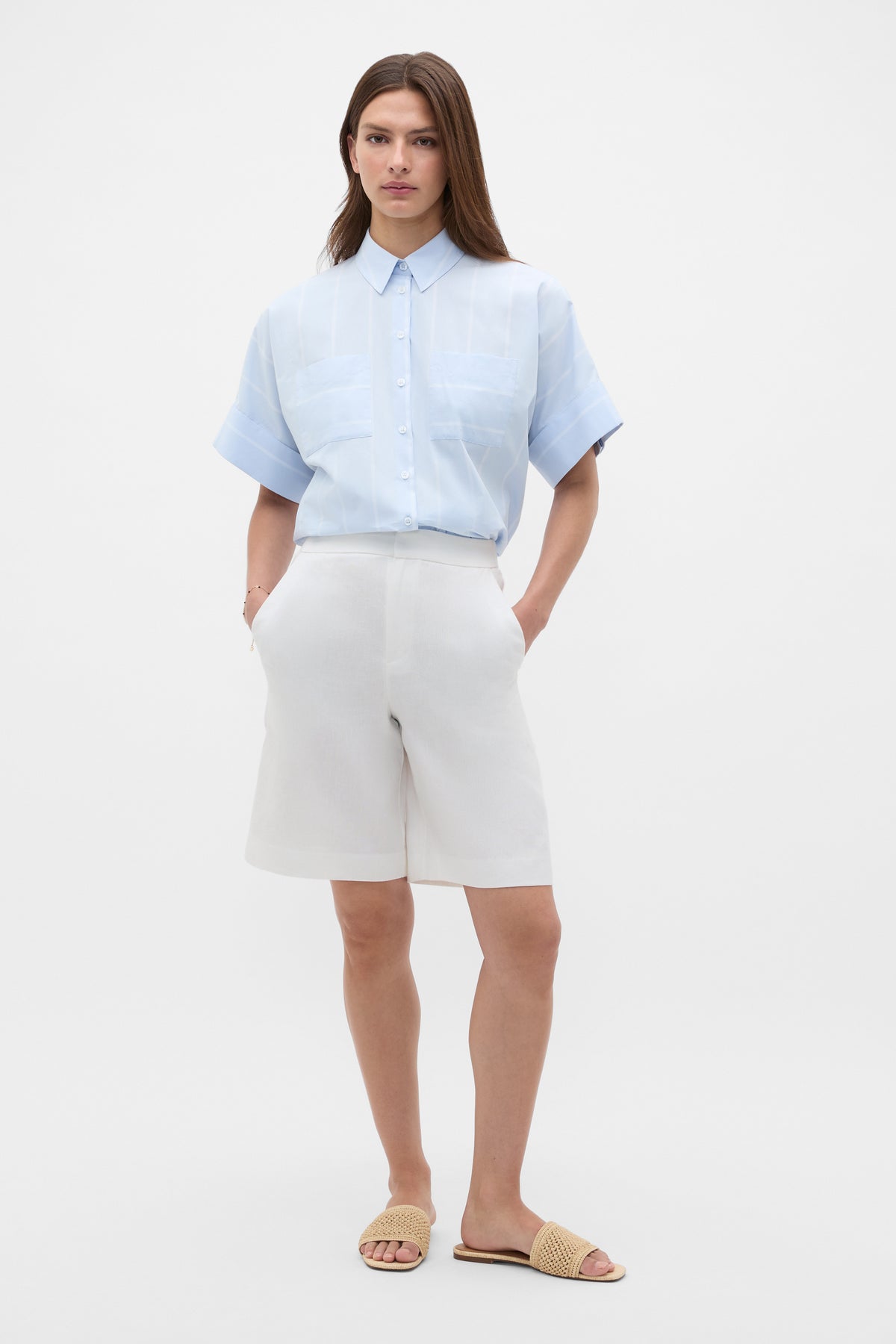 Cotton Stripe Pocket Shirt