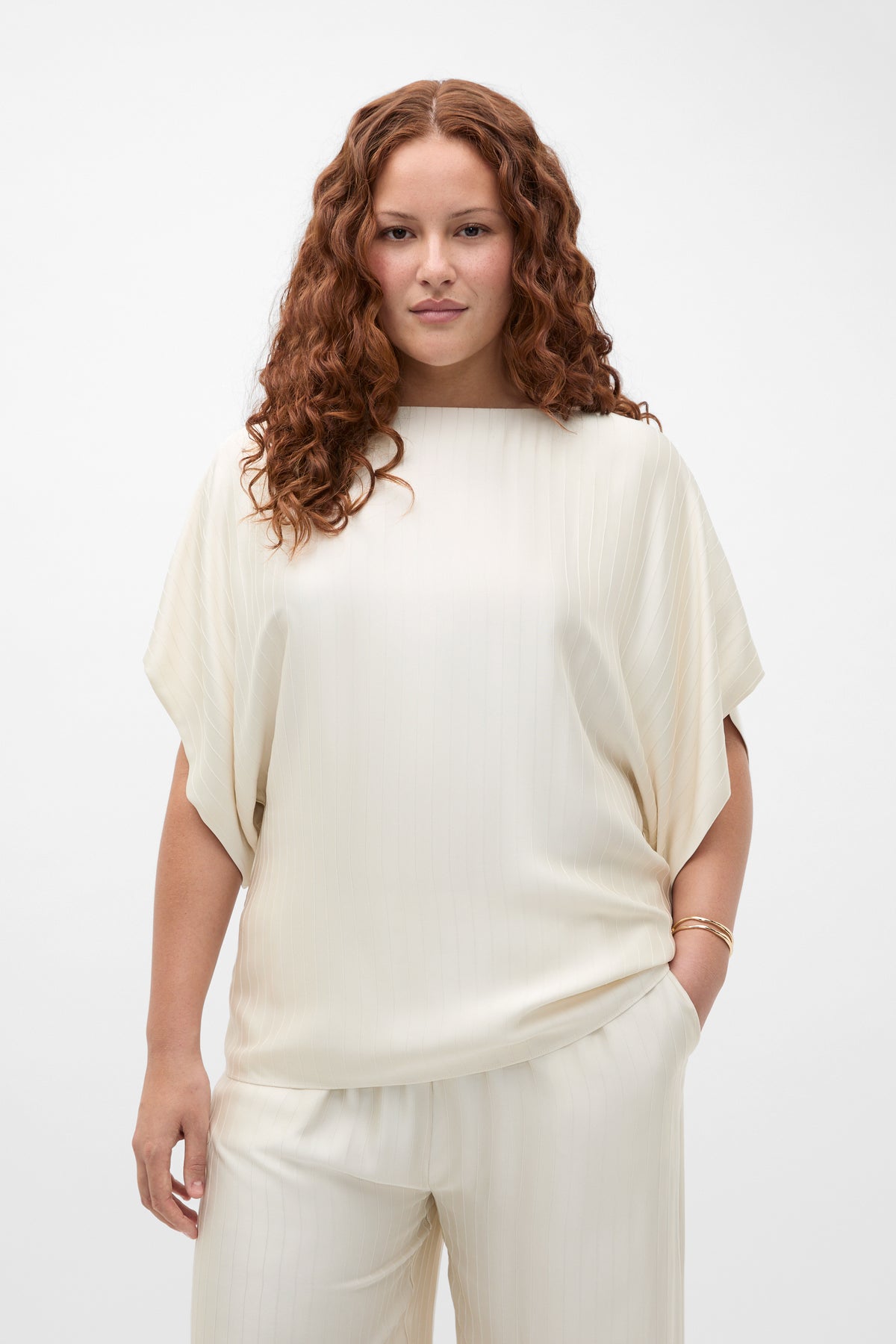 Self Stripe Batwing Top