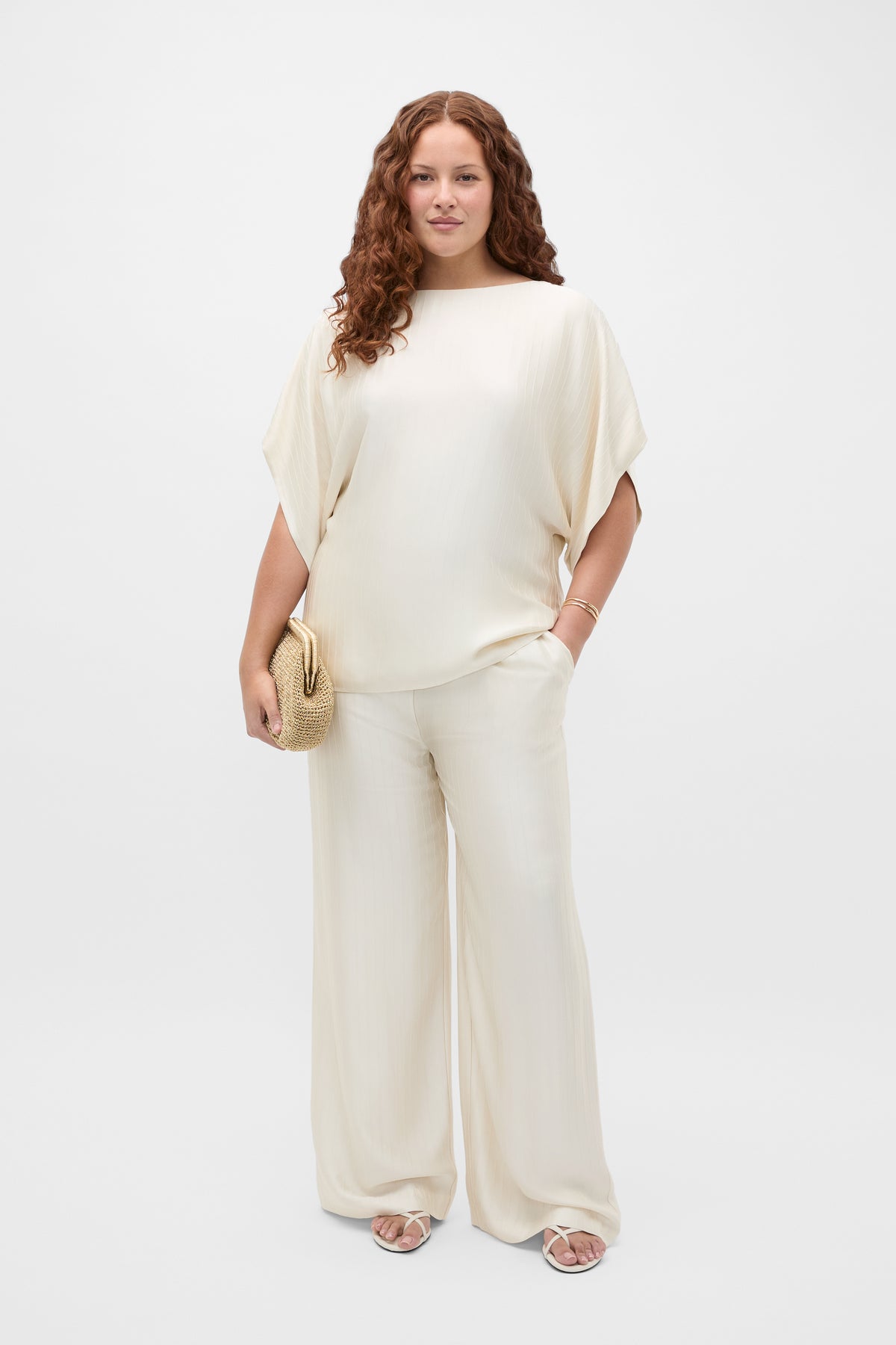 Self Stripe Batwing Top
