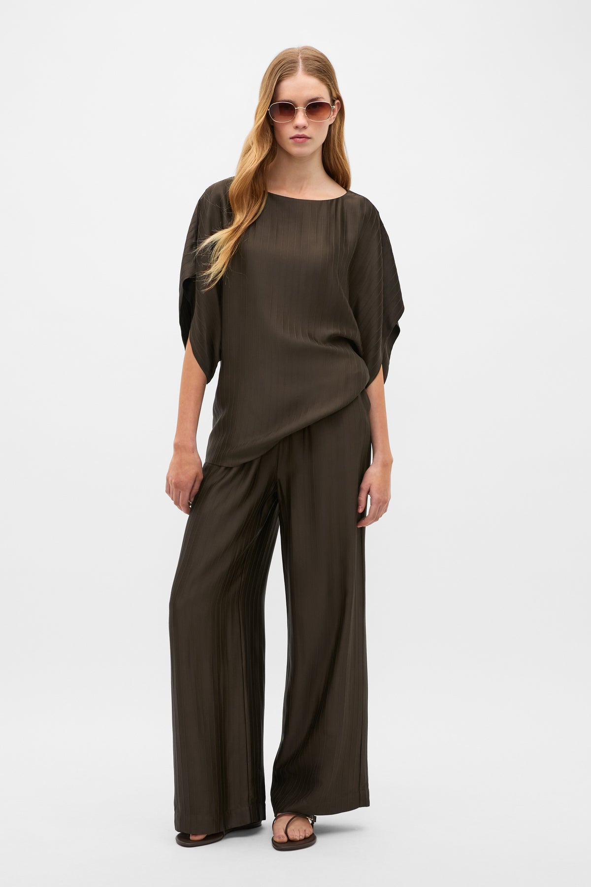 Self Stripe Batwing Top