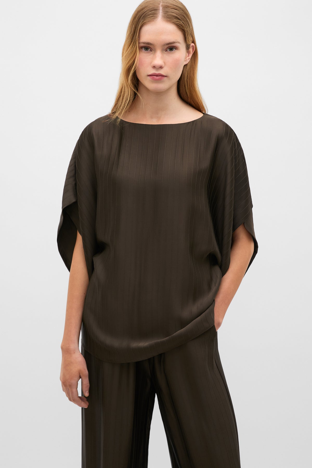 Self Stripe Batwing Top