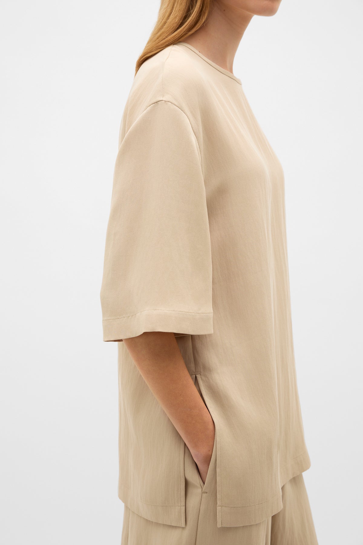 Textured Twill Longline Top