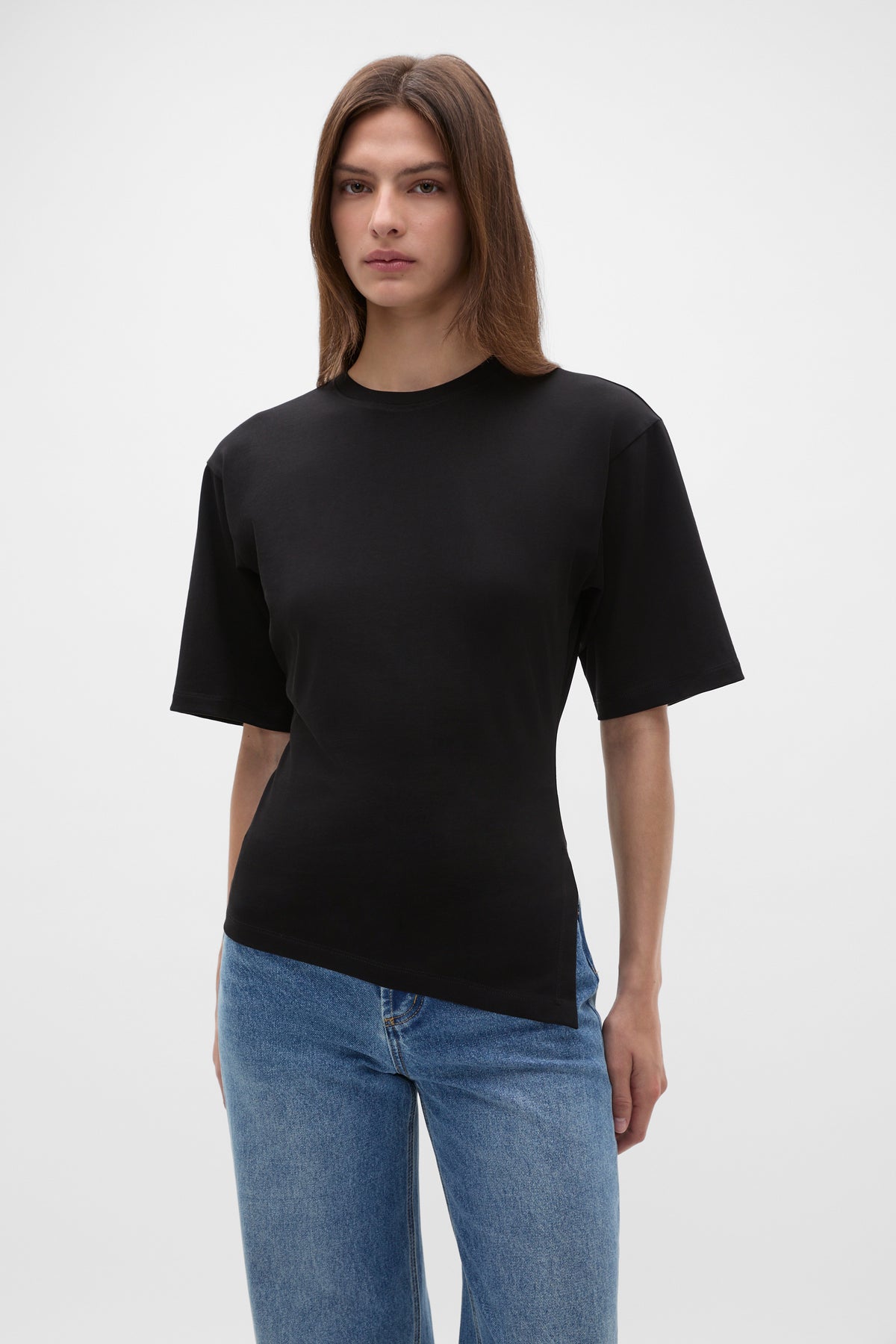 Waisted Asymmetrical Hem Tee