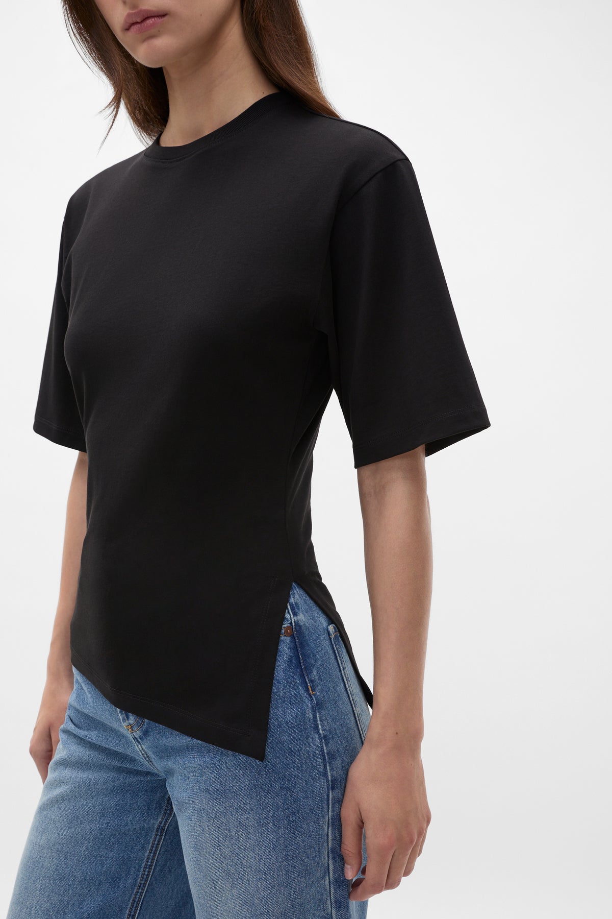 Waisted Asymmetrical Hem Tee